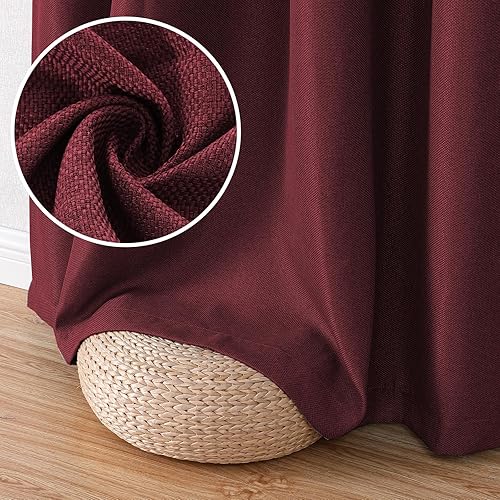 Miniatura 14 de H.VERSAILTEX Cortinas opacas de lino de 96 pulgadas de largo con aislamiento térmico para oscurecer la habitación, cortinas de lino con textura