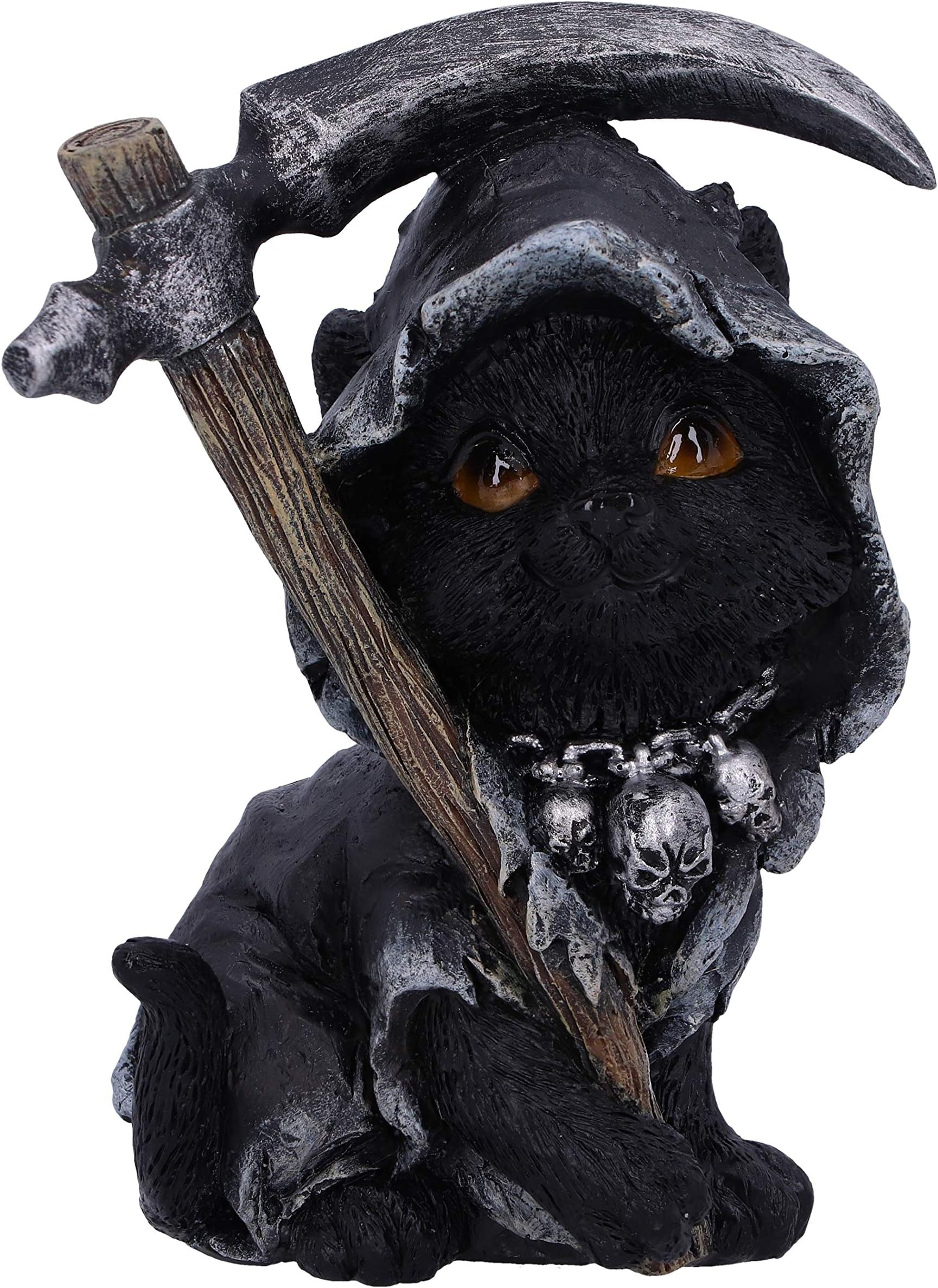 Amara Grim Reaper Feline Cat Figurine, Black, 10.2cm