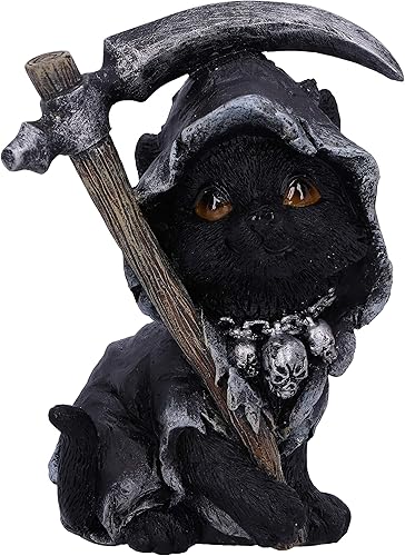 Nemesis Now Amara Grim Reaper - Figura de gato felino, resina, pintada a mano, decoración gótica, 4.0 in