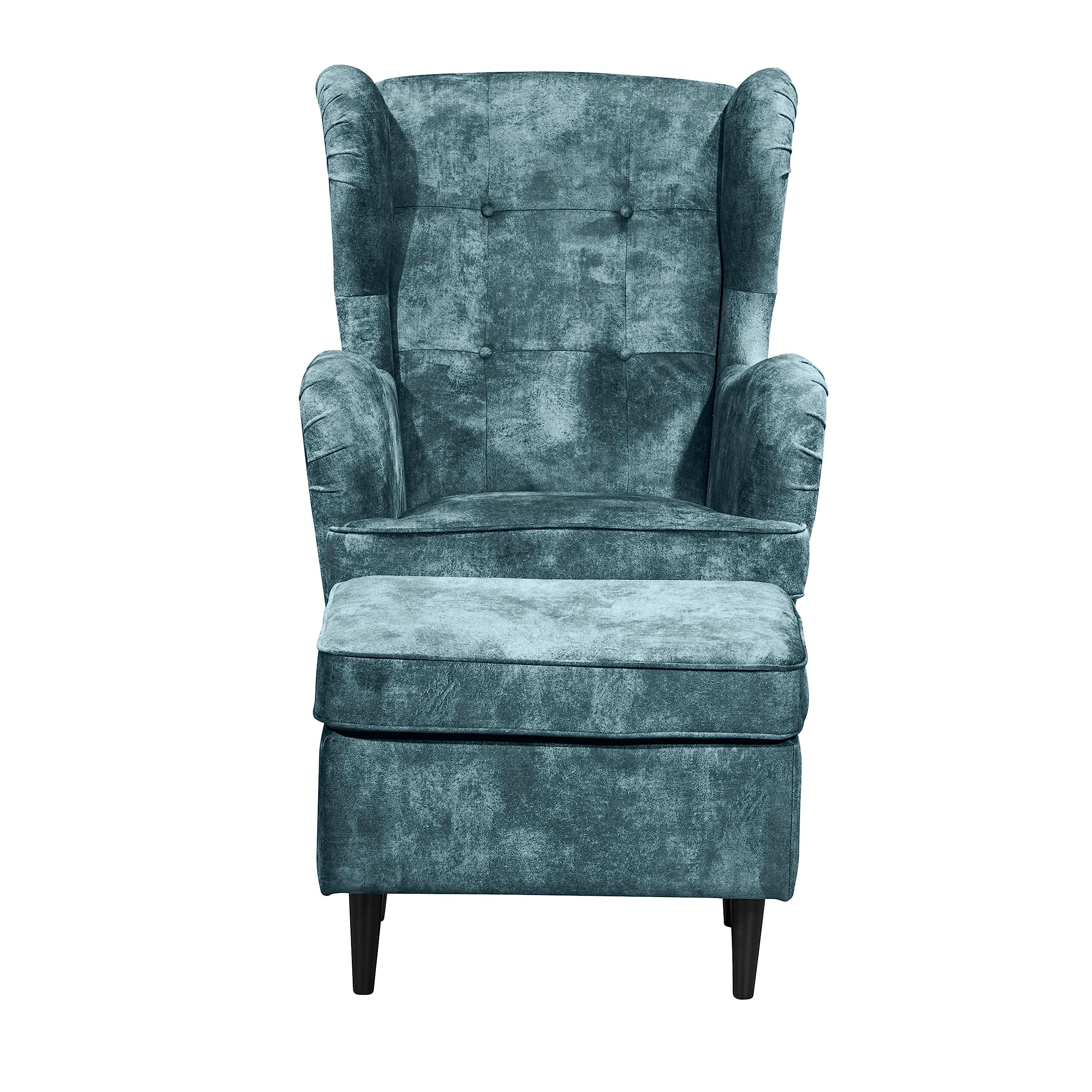 OSKAR Ohrensessel Mit Vintage-Charme - Gemütlicher Sessel Mit Massivholz-Füßen