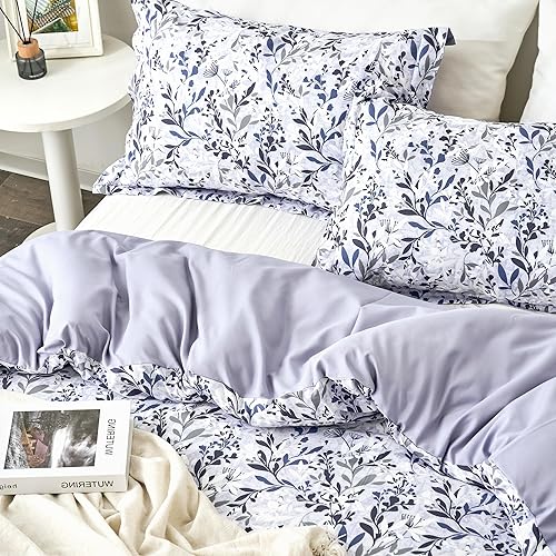 Miniatura 4 de McVernon's Funda de edredón floral tamaño King de 3 piezas, funda de edredón floral King con 2 fundas de almohada, juego de ropa de cama suave para