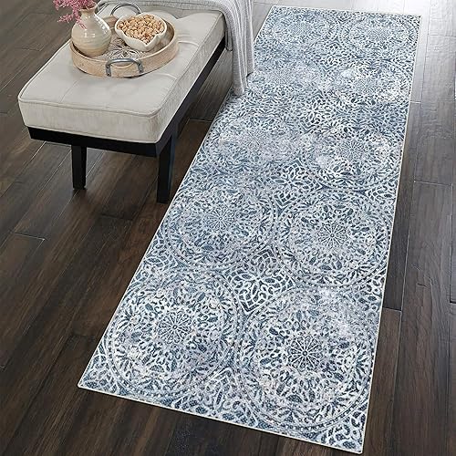 Alfombras de área de 5 x 7, resistentes a las manchas, lavable, para sala de estar, estilo bohemio y vintage (color marfilenvejecido, 5 x 7 pies)