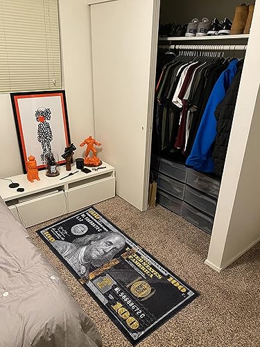 Miniatura 7 de HUAHOO Black Money Rugs - Alfombra de 100 dólares para puerta de sala de estar, dormitorio, interior y exterior, 22 x 53 pulgadas
