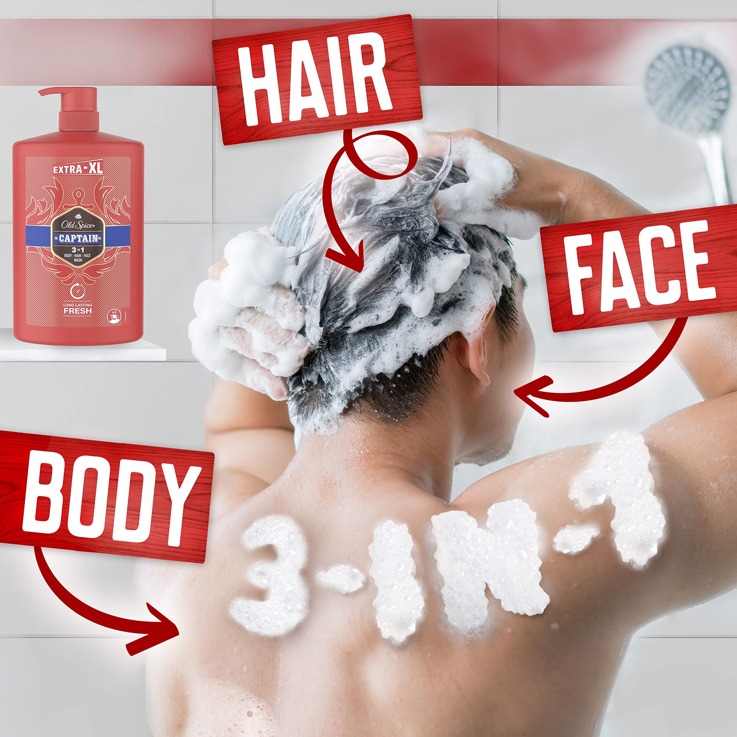 Old Spice Captain Erkek Duş Jeli ve Şampuan 1000 ml XXL Büyük Boy & Old Spice Whitewater Erkek Duş Jeli ve Şampuan 1000 ml XXL Büyük Boy