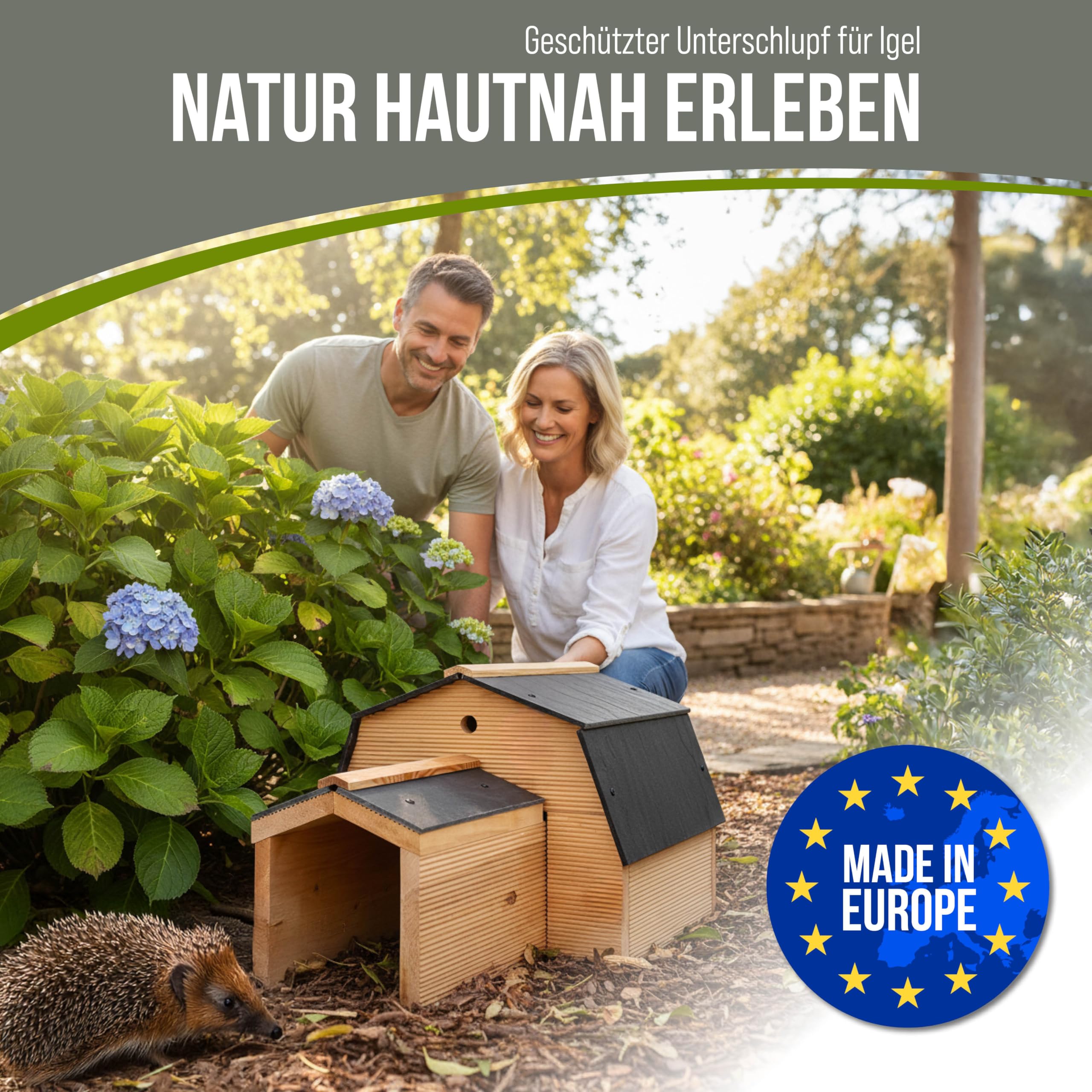 Igelhaus Winterfest Premium Igelfutterhaus Made in Europe Igelhotel Futterhaus Igelhöhle