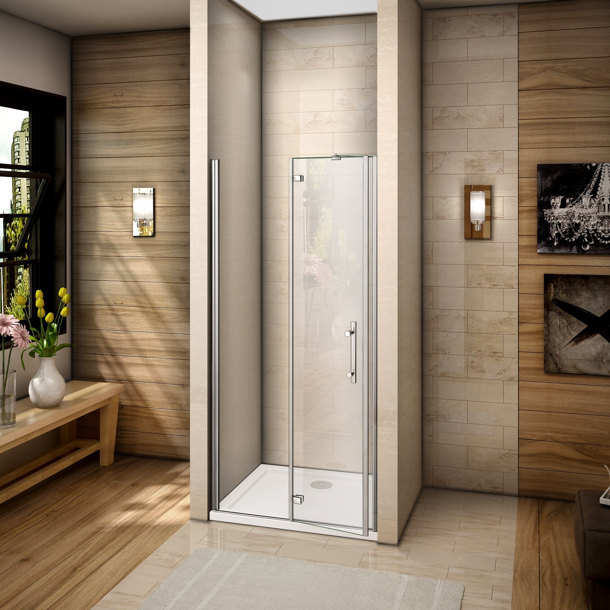 Vendere Scatola doccia Pre 900 millimetri Bifold per Alcove batacchio Inside Outside con stabilizzatore Angolo di barra Senza Portaasciugamano 80x195cm