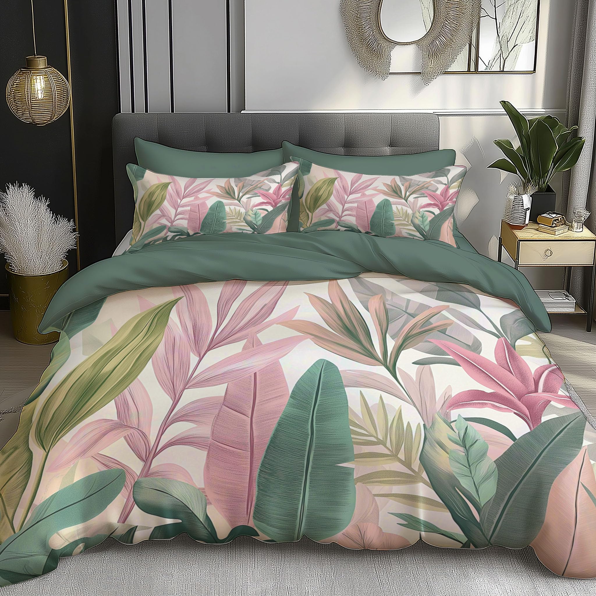Housse de couette plantes de la jungle en microfibre douce avec fermeture éclair pratique