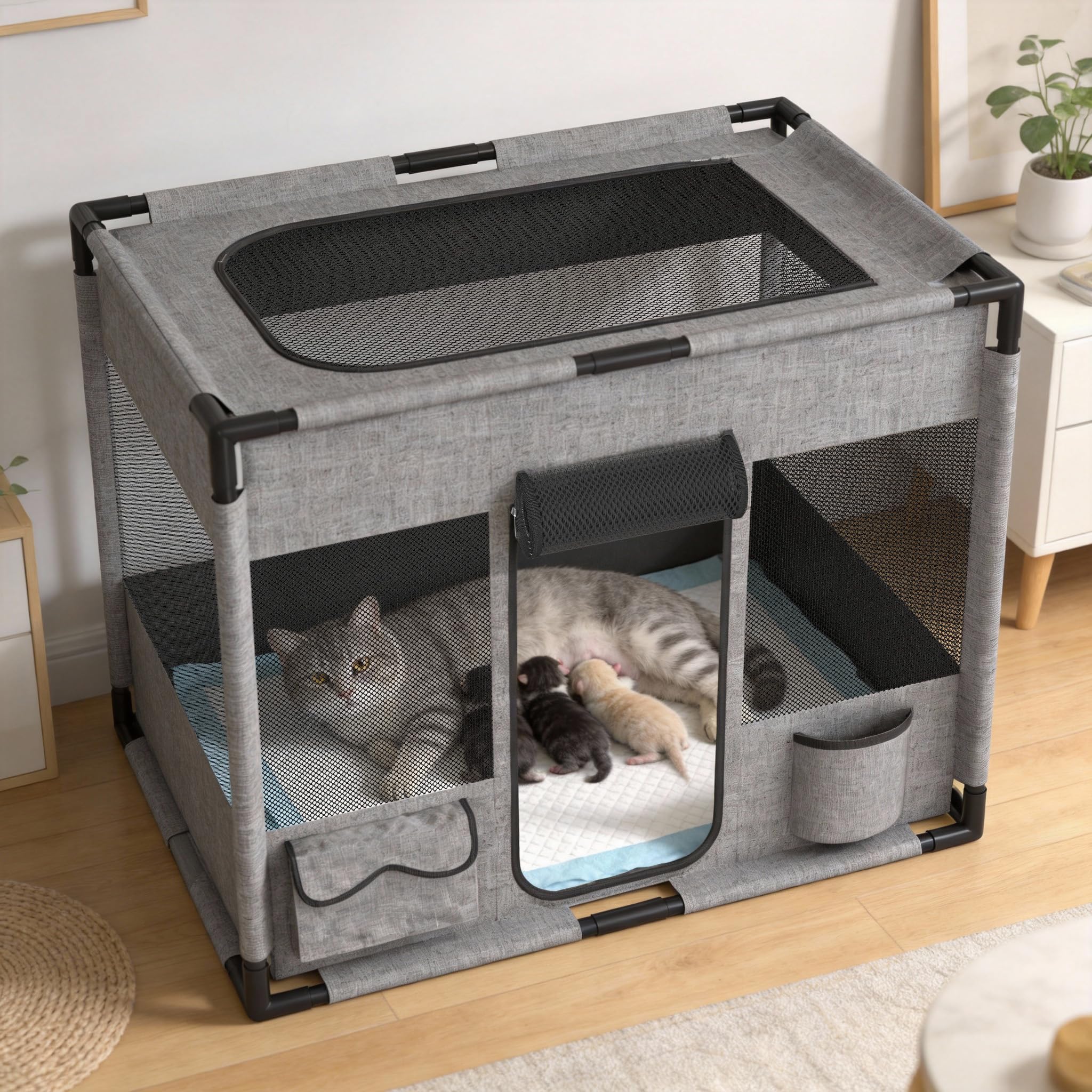 LZQ Parque plegable para mascotas Perro Gato Caído Caño para Perros Cachorros Caño para Perros Caídos Parque para Perros Gatos Animales Parque para Perros Gatos Animales Pequeños - Cuadrado M