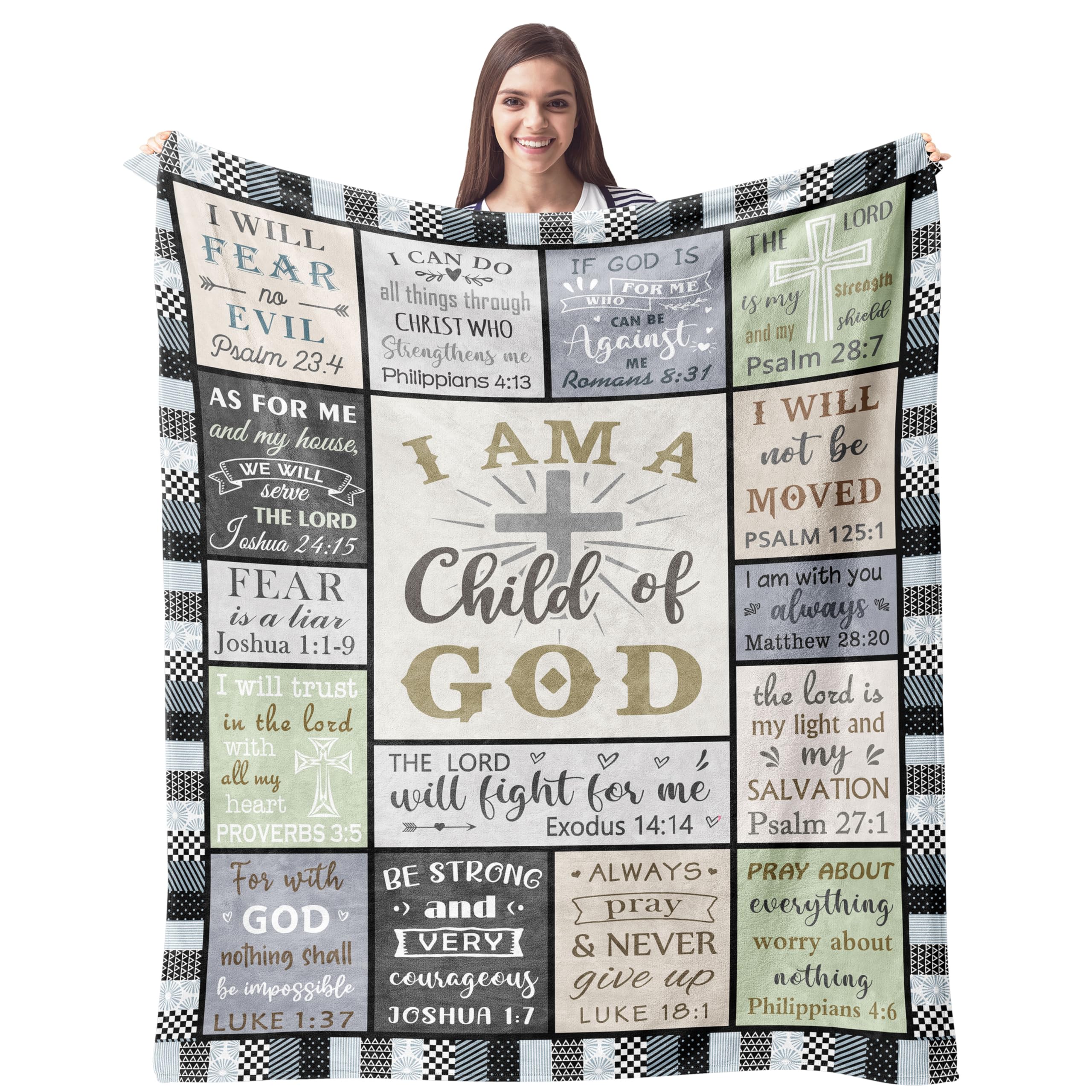 CUJUYO Christian Gifts for Men Women Blanket 60"x50" - Inspirational Religious Birthday Gifts - Baptism Confirmation Gift for Boys Girls - Catholic Spiritual Gift for Men Women