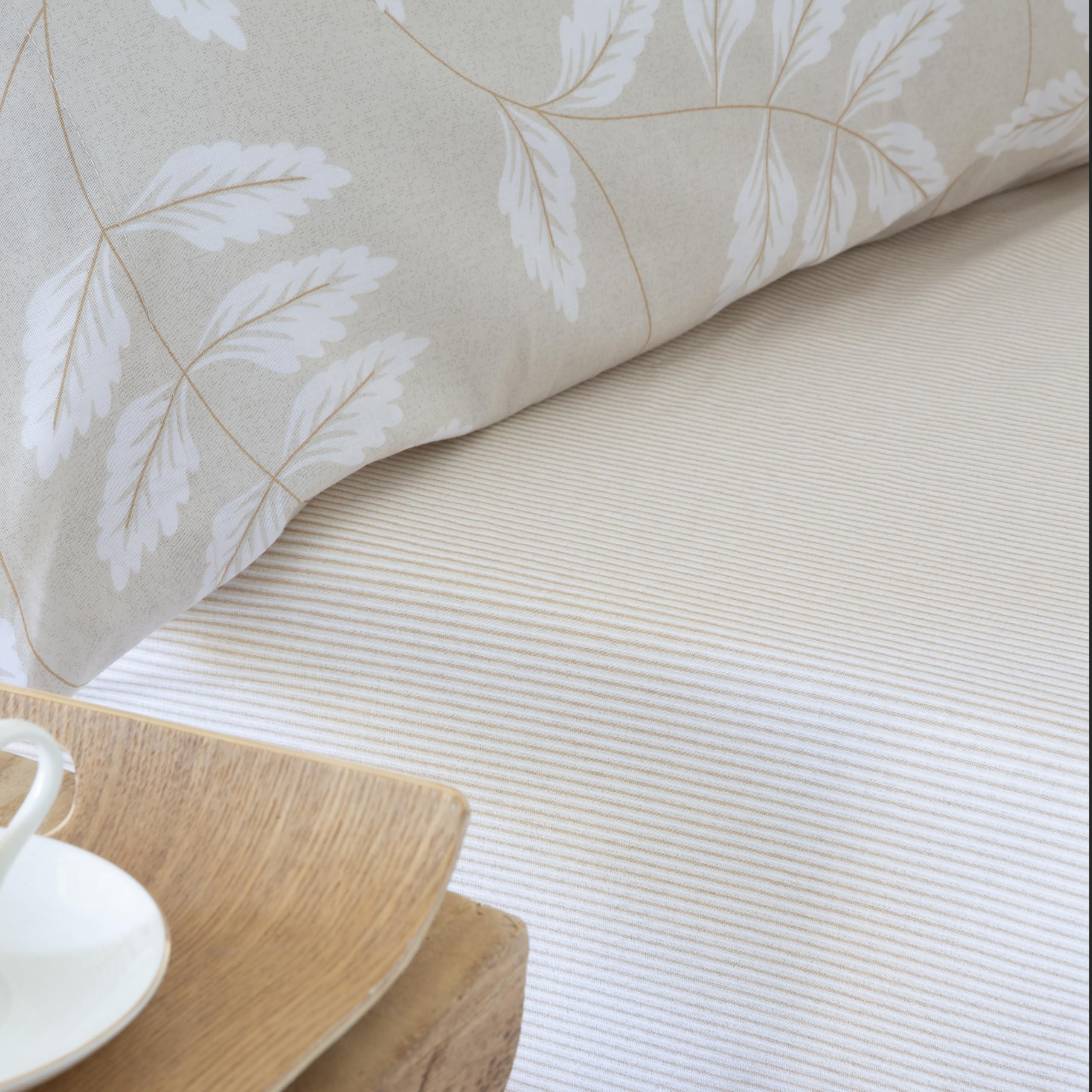 COTTON ARTean Funda nordica Cama 90 ALGODÓN ORGANICO BATAN Beige | Incluye 3 piezas: F. Edredón 150x220 + 1 F. de Almohada+ sábana bajera ajustable Cierre Botones. Certificado OEKO-TEX y GOTS