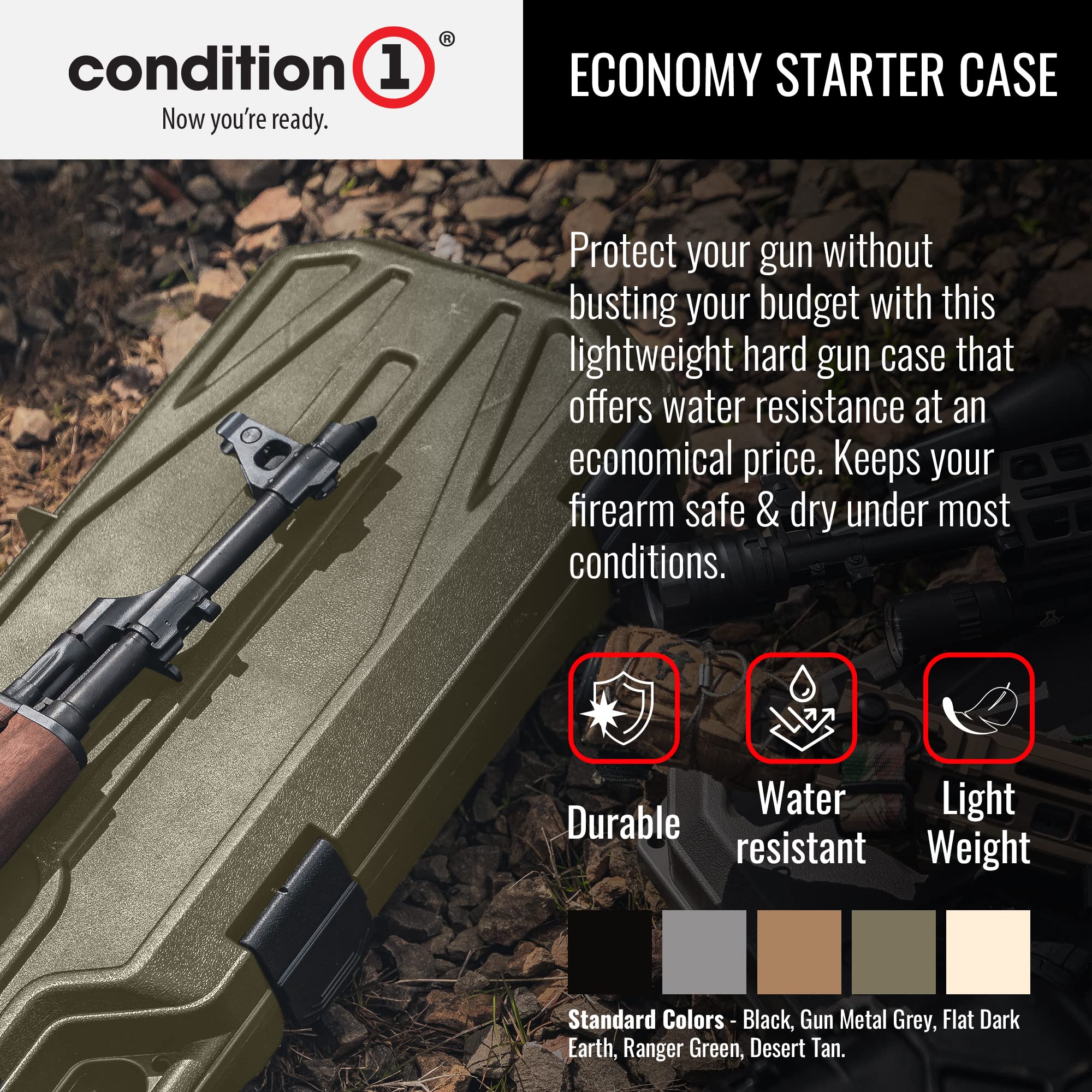 Condition 1 42" Single Scope Hard Plastic Rifle Case with Foam, Ranger