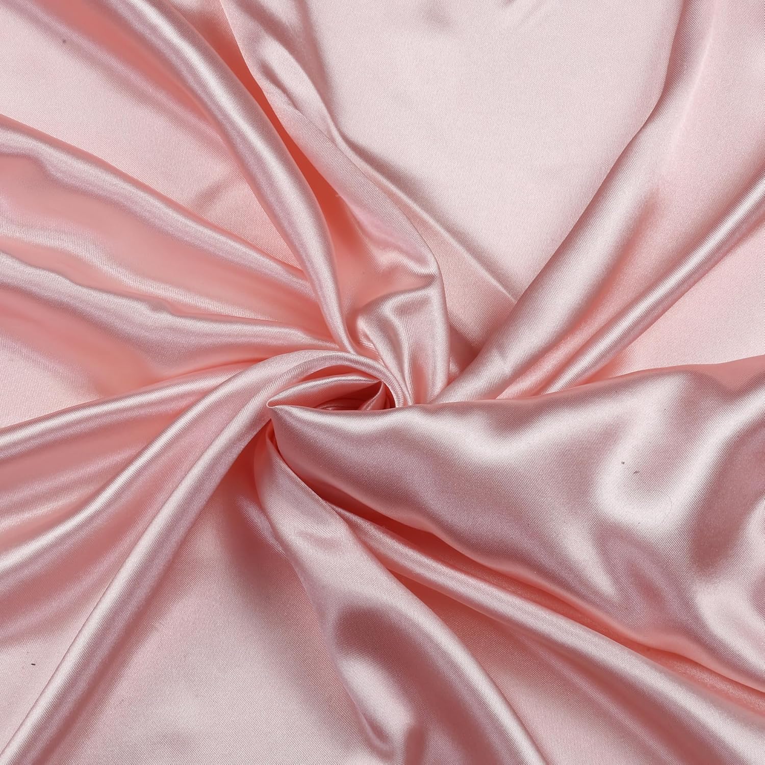 VDS Blush Pink Satin Fabric, 5 Yards Continuous, 45” Wide, Wedding Party Decoration Charmeuse Silky Sateen Bridal Dress DIY Crafts Fashion Scarf Costumes Lining Sewing Backdrop Arch Cloth