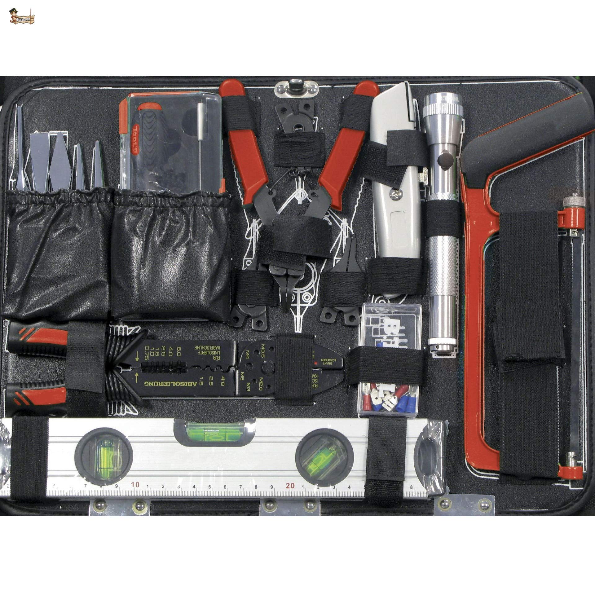 BricoLoco Maletín caja herramientas completo. Kit surtido. Calidad profesional acero cromo vanadio. Set organizador. Herramientas de mano, carraca, medición... 134 PIEZAS.