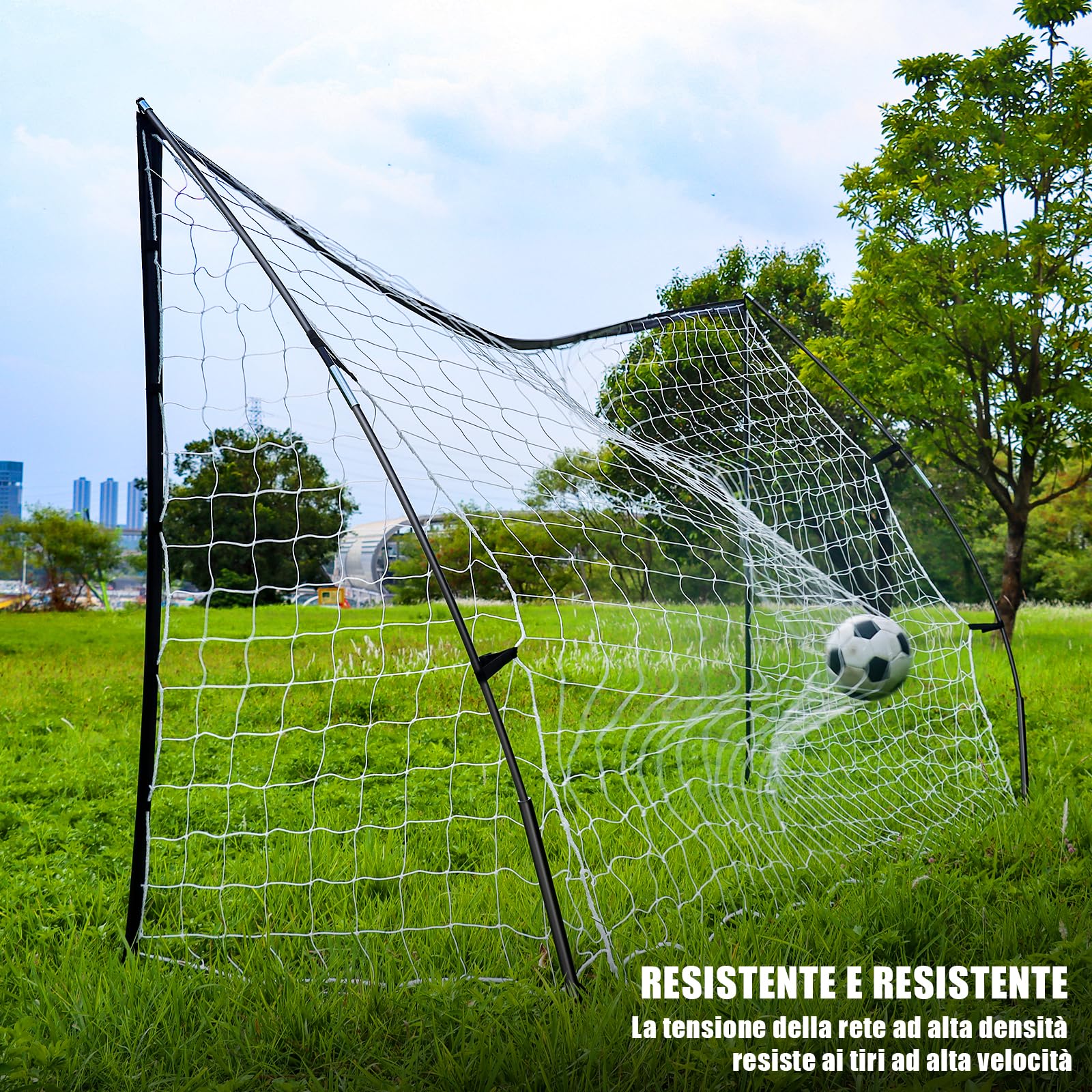 BaseGoal Porta da Calcio Grande Portatile con Scala di Agilità-Impermeabile | Porte Calcio per Giardino Pieghevole Include Borsa, Asta in Fibra di Vetro, Rete da Calcios per Allenamento Giovanile
