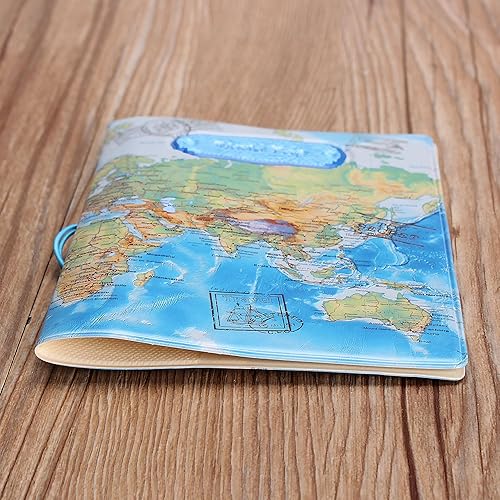 Miniatura 7 de Juego de 2 fundas para pasaporte, funda para pasaporte, bloqueo RFID, regalos de viaje para hombres, mujeres y niños, Azul y Rosa, World Trip