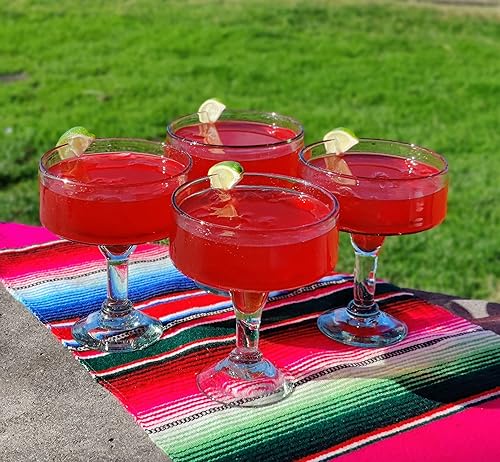 Miniatura 5 de Dos Sueños Vidrio soplado a mano mexicano – Juego de 4 vasos de margarita natural soplado a mano (16 onzas)