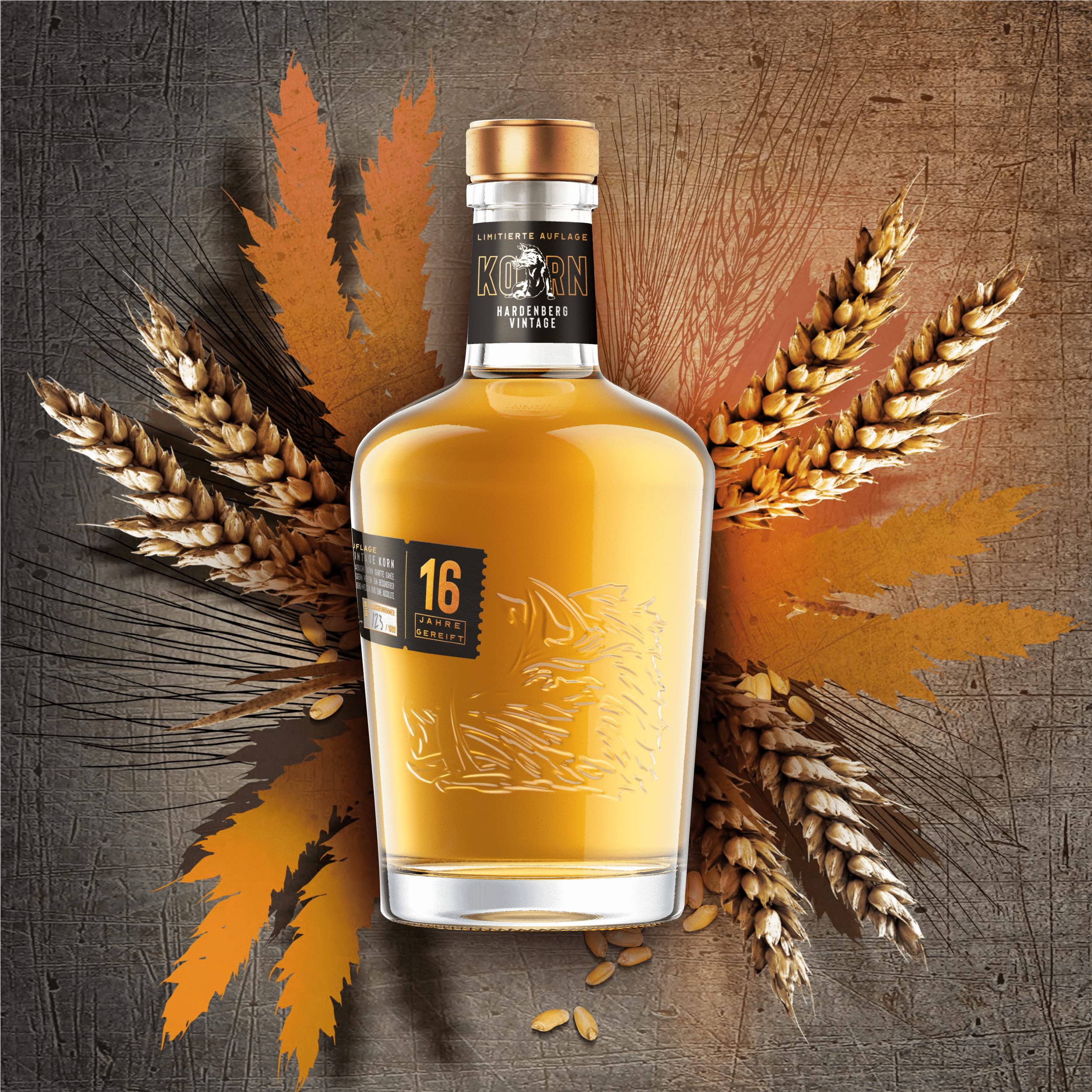 Hardenberg I Vintage Korn 16 YO I 16 Jahre in traditionellen Eichenfässern gereift I Limitierte Edition I 38% Vol. I 700 ml