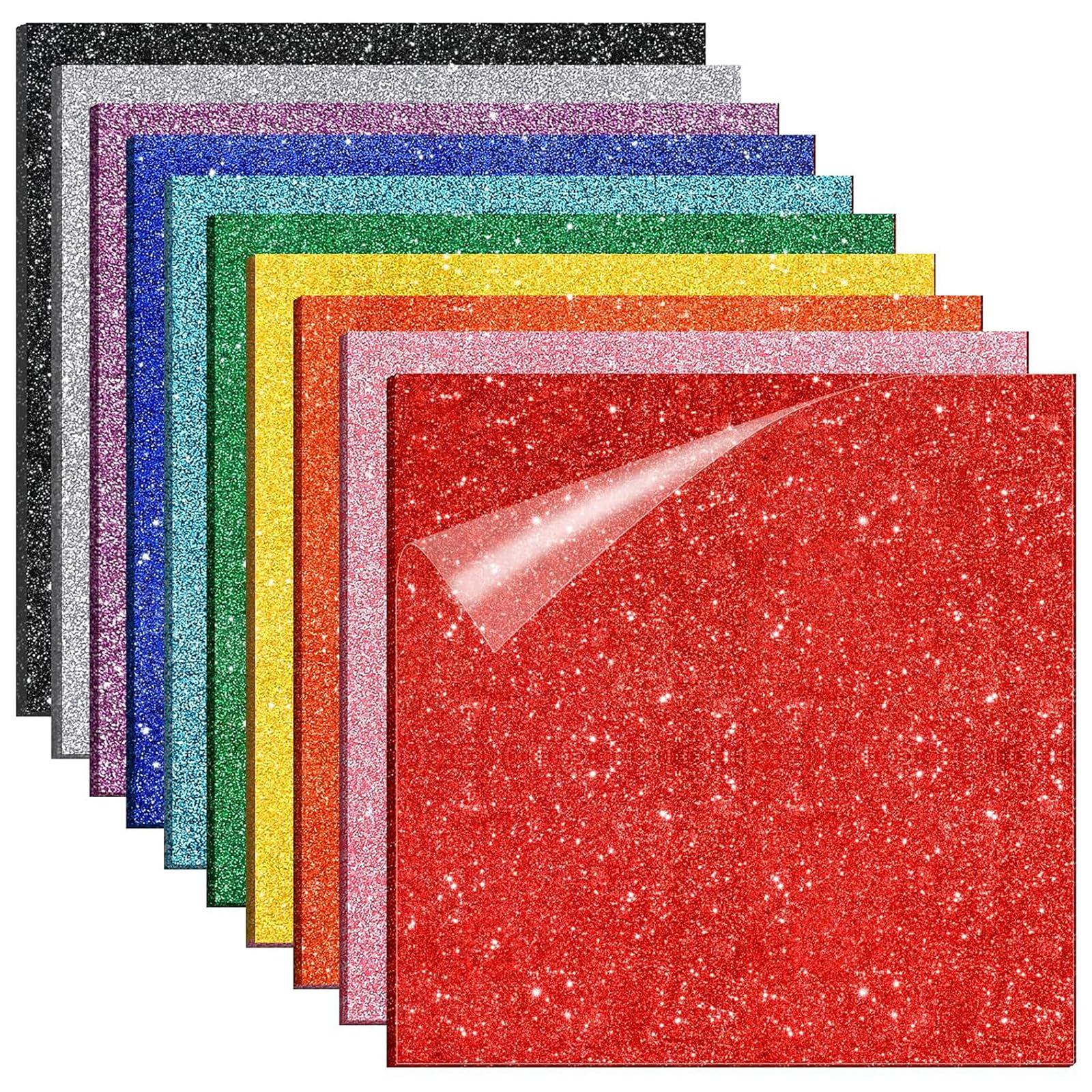 Lot de 10 plaques acryliques pailletées - 3 mm - À découper au laser - Pour bricolage, bijoux, artisanat, cadres photo, panneaux, projets d'exposition - 20 x 20 cm