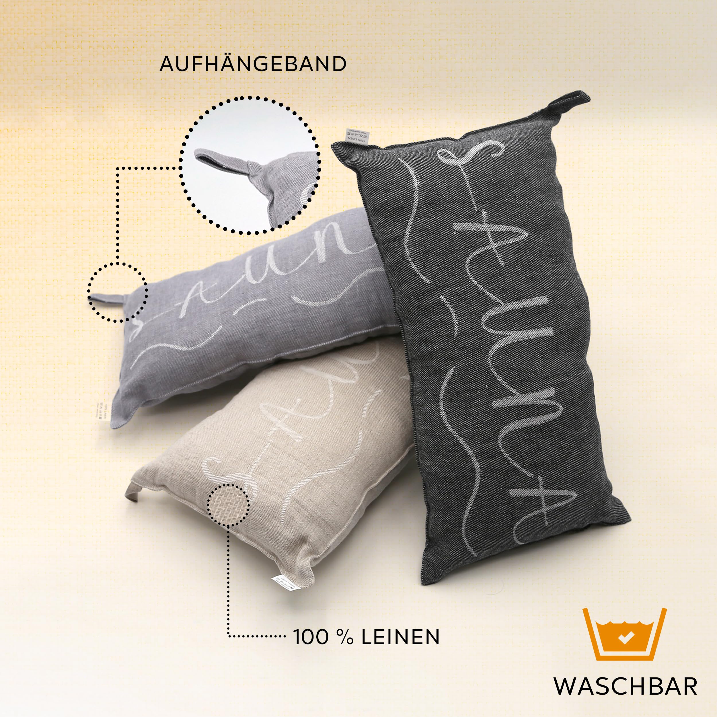 1 coussin de sauna, coussin de voyage, design : Banga, dimensions : 45 x 22 cm, 100 % lin, pour hamac, plage ou pique-nique (naturel/blanc)