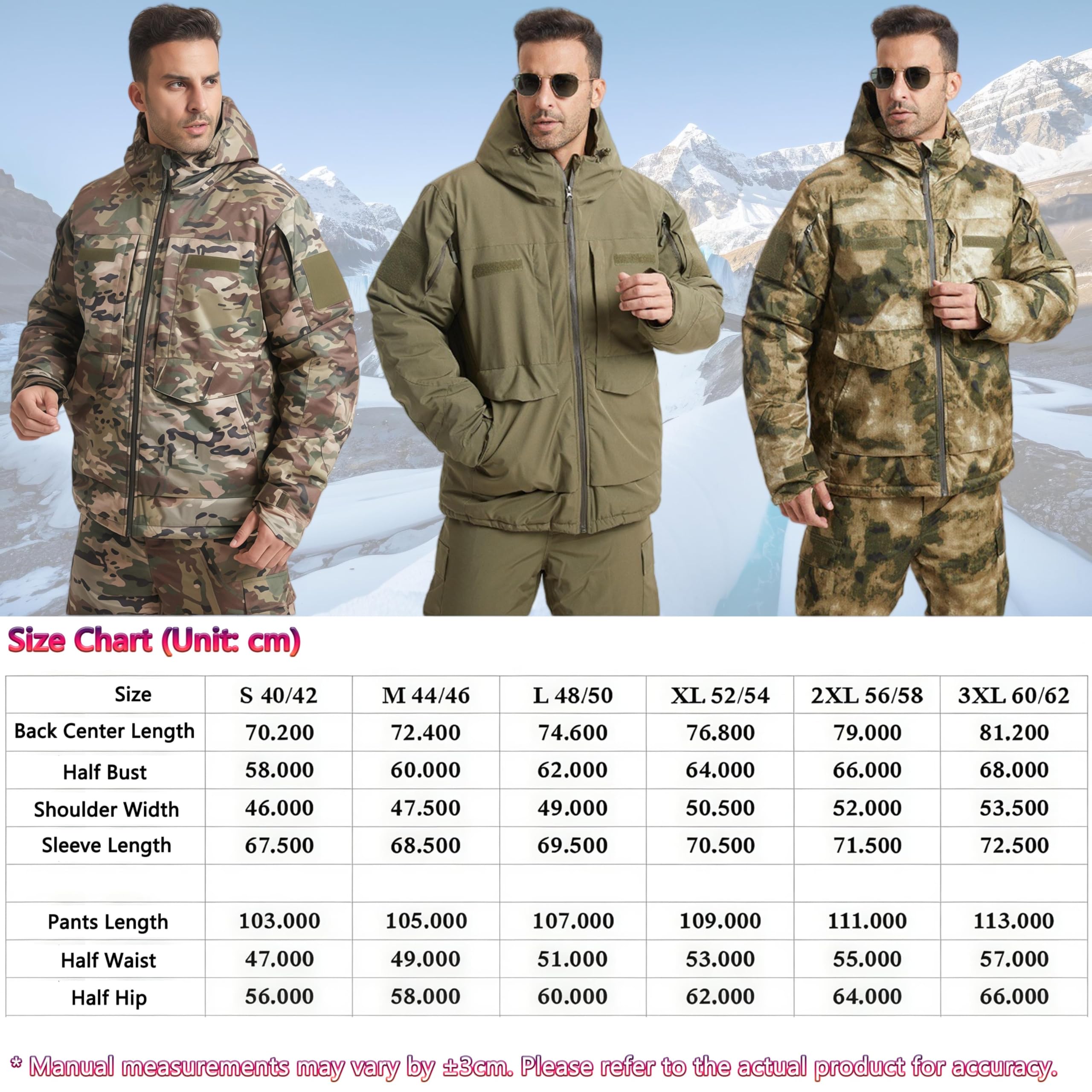 Conjunto de traje de caza impermeable para hombre, chaqueta y pantalones gruesos para entrenamiento de invierno al aire libre