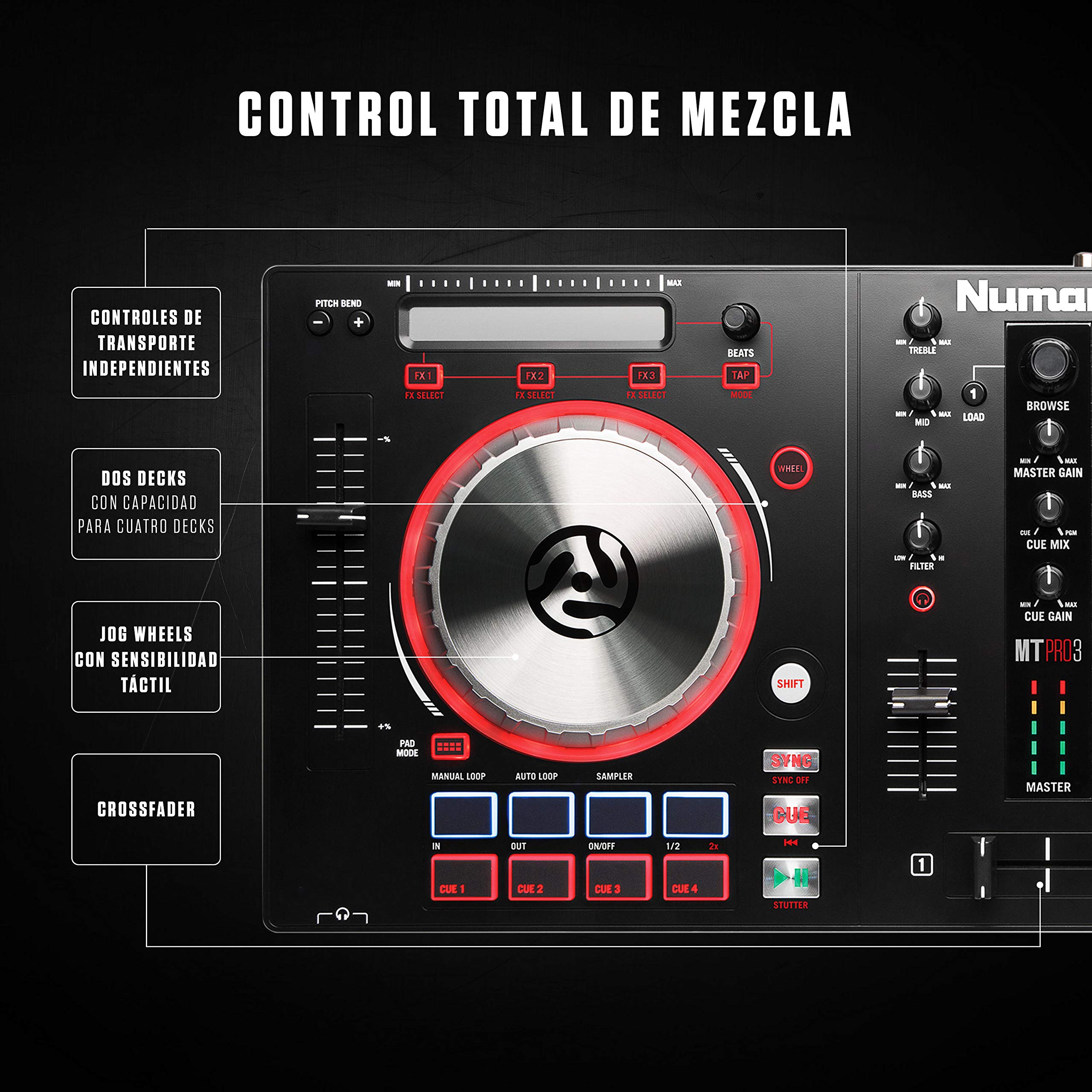 Numark Mixtrack Pro 3 - Controlador DJ de 2 Decks para Serato DJ