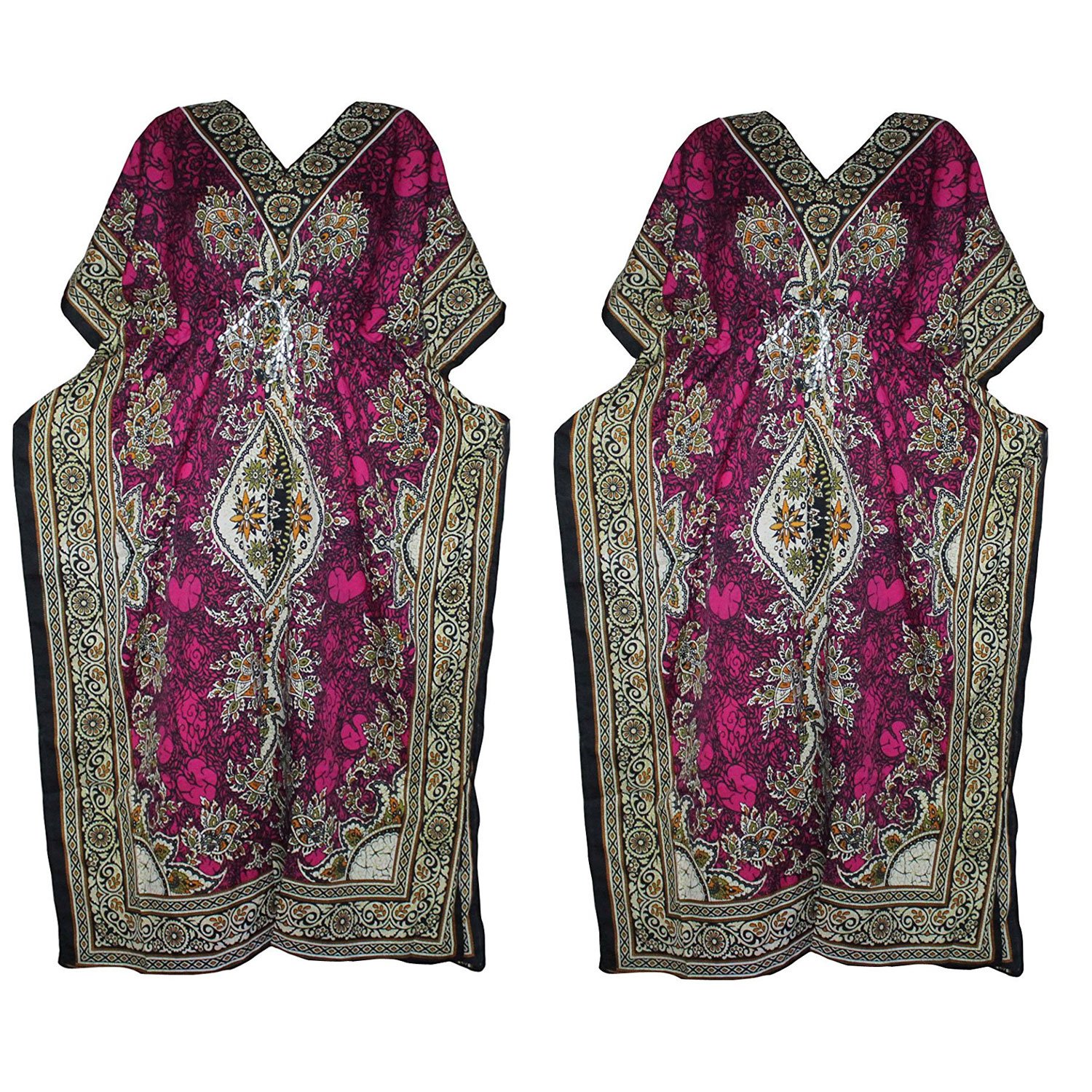 ukal Odishabazaar Women's Caftan Dress Long Maxi Boho Kaftan Cover Up with Drawstring Waist (Color-3204)-picture-40
