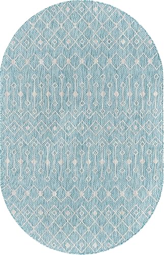 Vista 292 de Unique Loom Alfombra Colección enrejado Marroquí Celosía Transicional Interior y Exterior, Polipropileno Gris carbón/natural