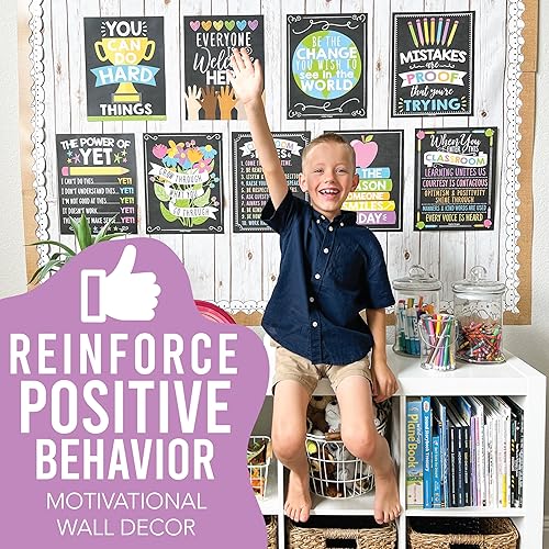 Miniatura 2 de Hadley Designs Carteles motivacionales para el aula, arte de pared con 9 mentalidad de crecimiento para profesores, decoraciones duraderas para el