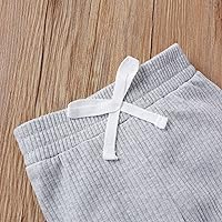 Vista 5 de CIYCUIT Ropa de bebé recién nacido, de punto acanalado, de manga larga, pantalones de 2 piezas para otoño e invierno