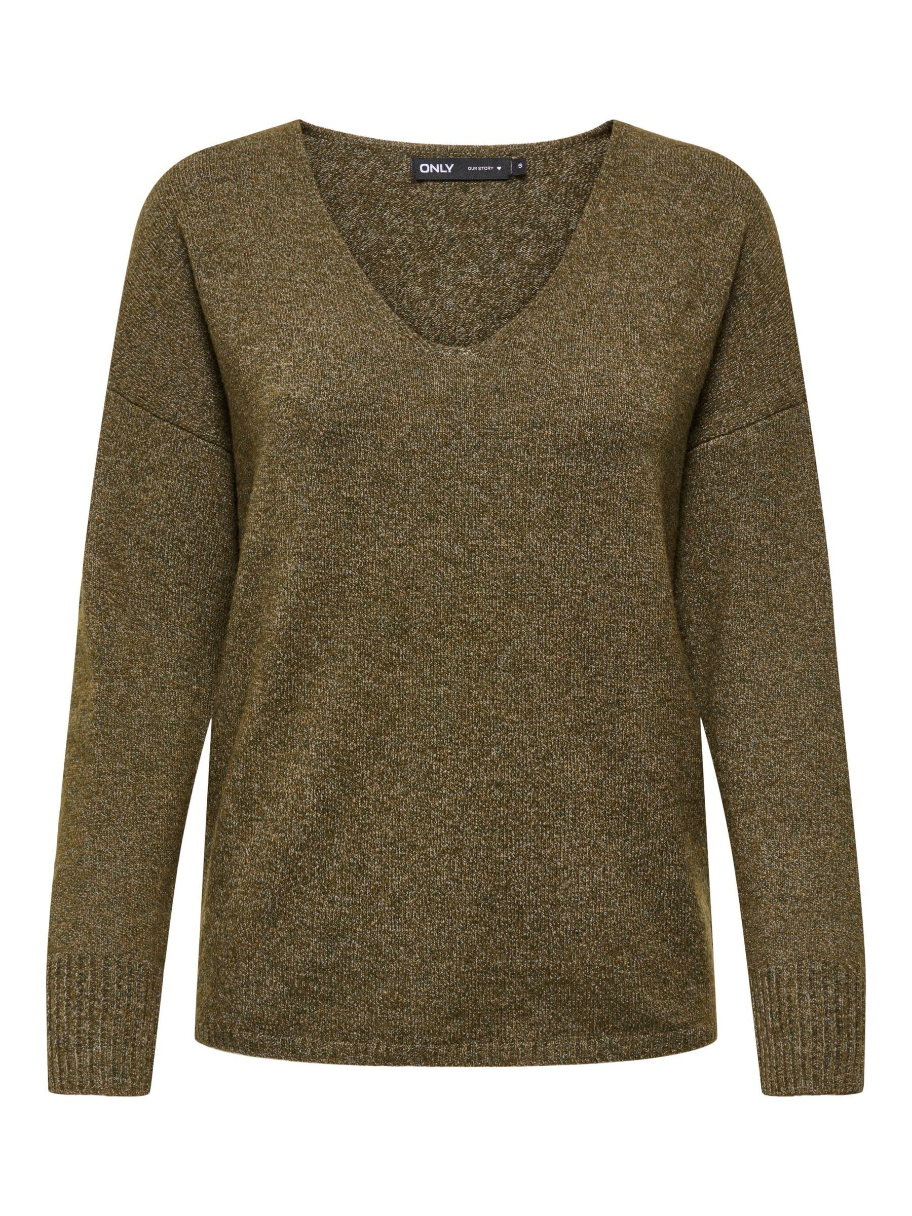 ONLY Women's Onlrica Life L/S V-Neck Jumper KNT Noos, Beech, XS