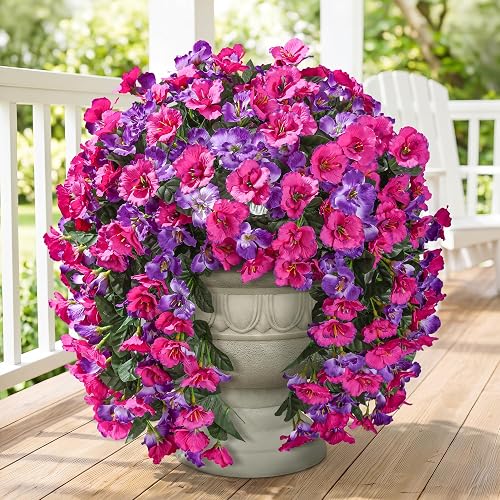 Fake Hibiscus Artificial Hanging Flowers Plants for Outdoors Decoration, 2pcs
