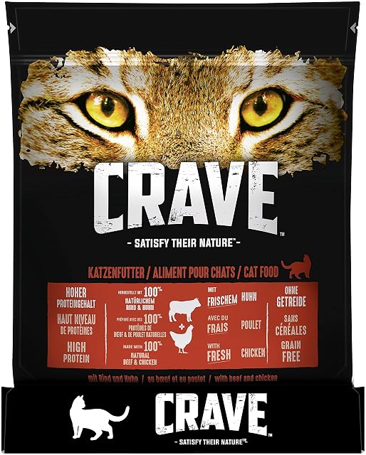 CRAVE Alimento Completo para Gatos Adultos, Color marrón, 750 g (6 Unidades)