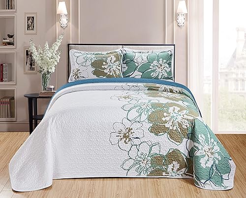 Juego de edredón Home Collection con estampado de flores, tamaño grande