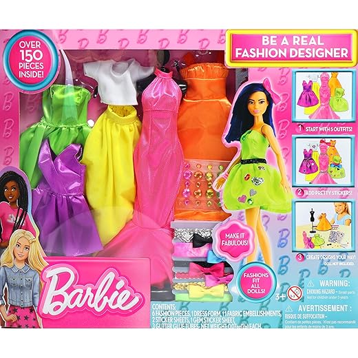 Barbie Be a Fashion Designer Doll Dress Up Kit, 5 Outfits