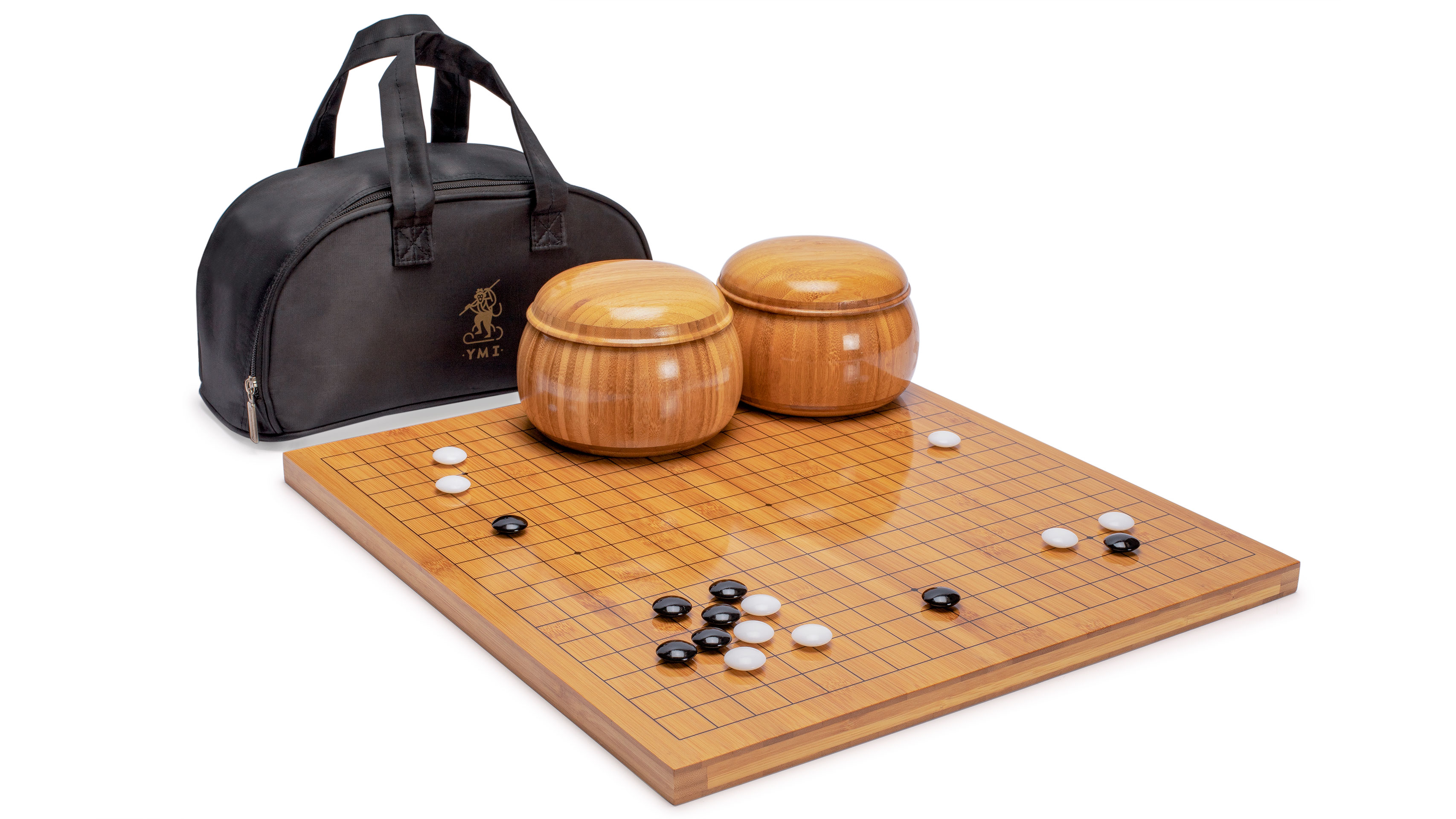 Yellow Mountain Imports Bambus 2 Zentimeter Wendbar 19 x 19/13 x 13 Go-Spielbrett-Set mit Doppelt Konvexen Melamin-Steinen und Bambus-Schalen - Klassisches Strategie-Brettspiel (Baduk/Weiqi) – Bild 8