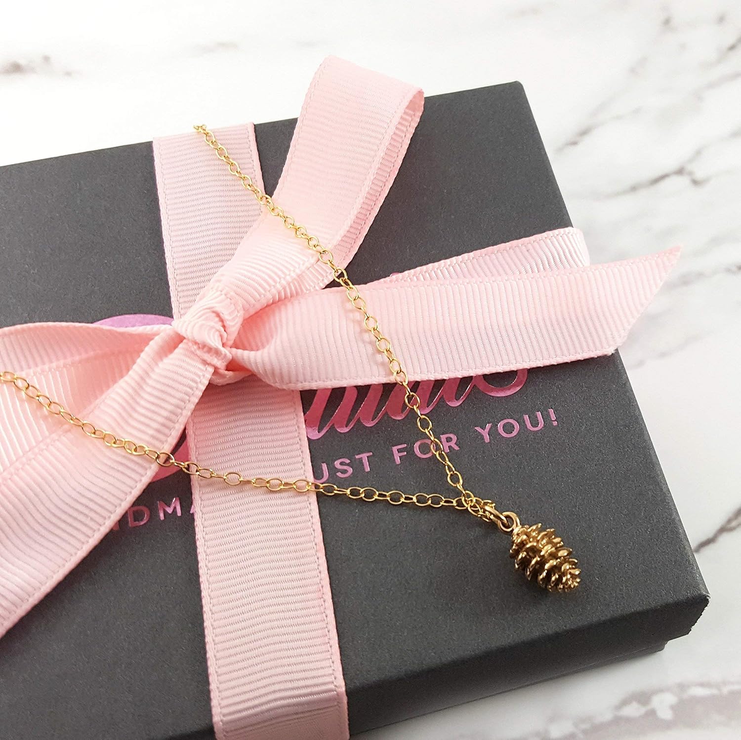 Tiny Pinecone Charm Necklace – 14k Gold Filled Chain – Handmade Nature Jewelry Gift - Image 5