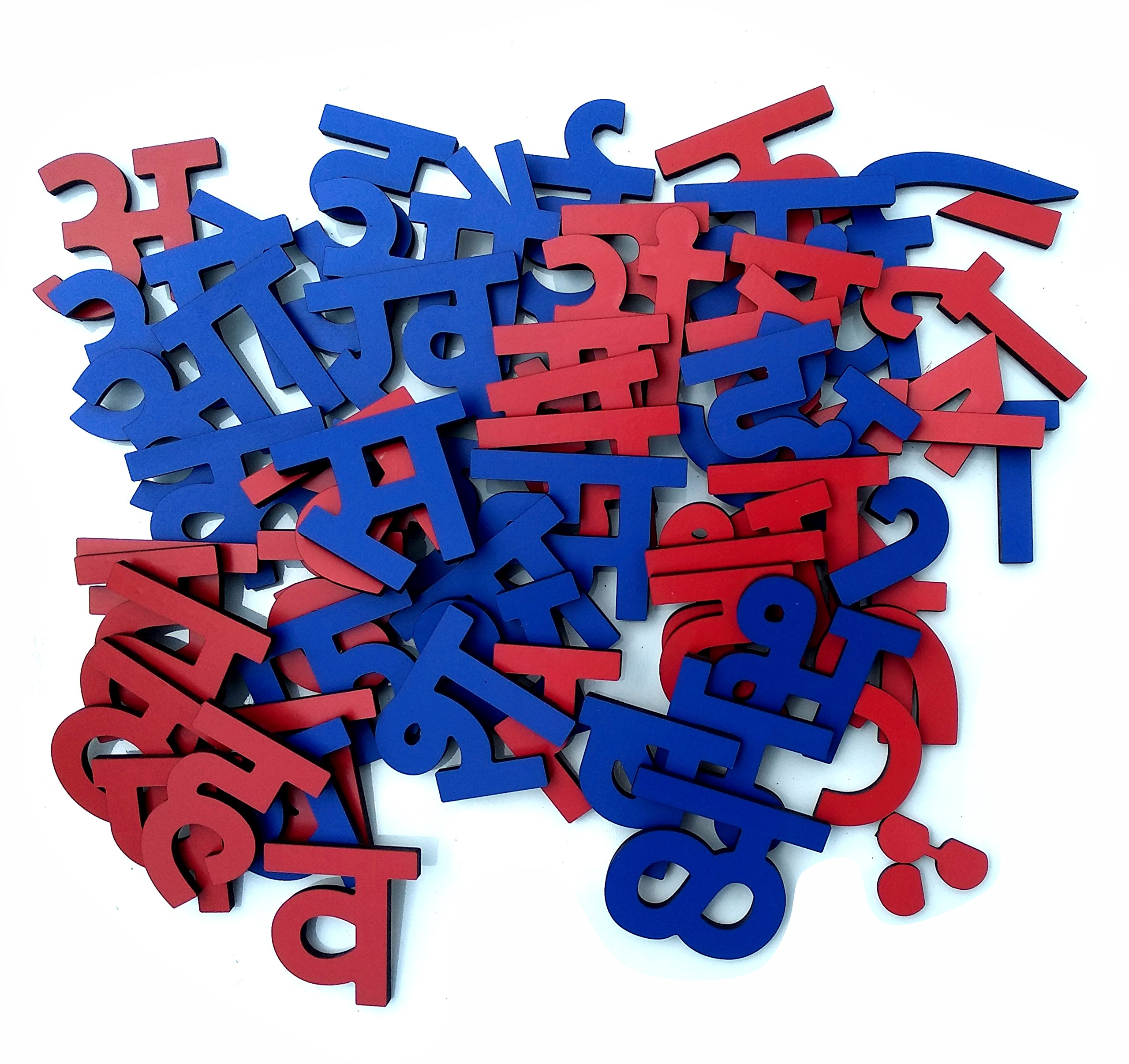 Wooden Magnetic Hindi Alphabets, 47 Letters & 11 Matra