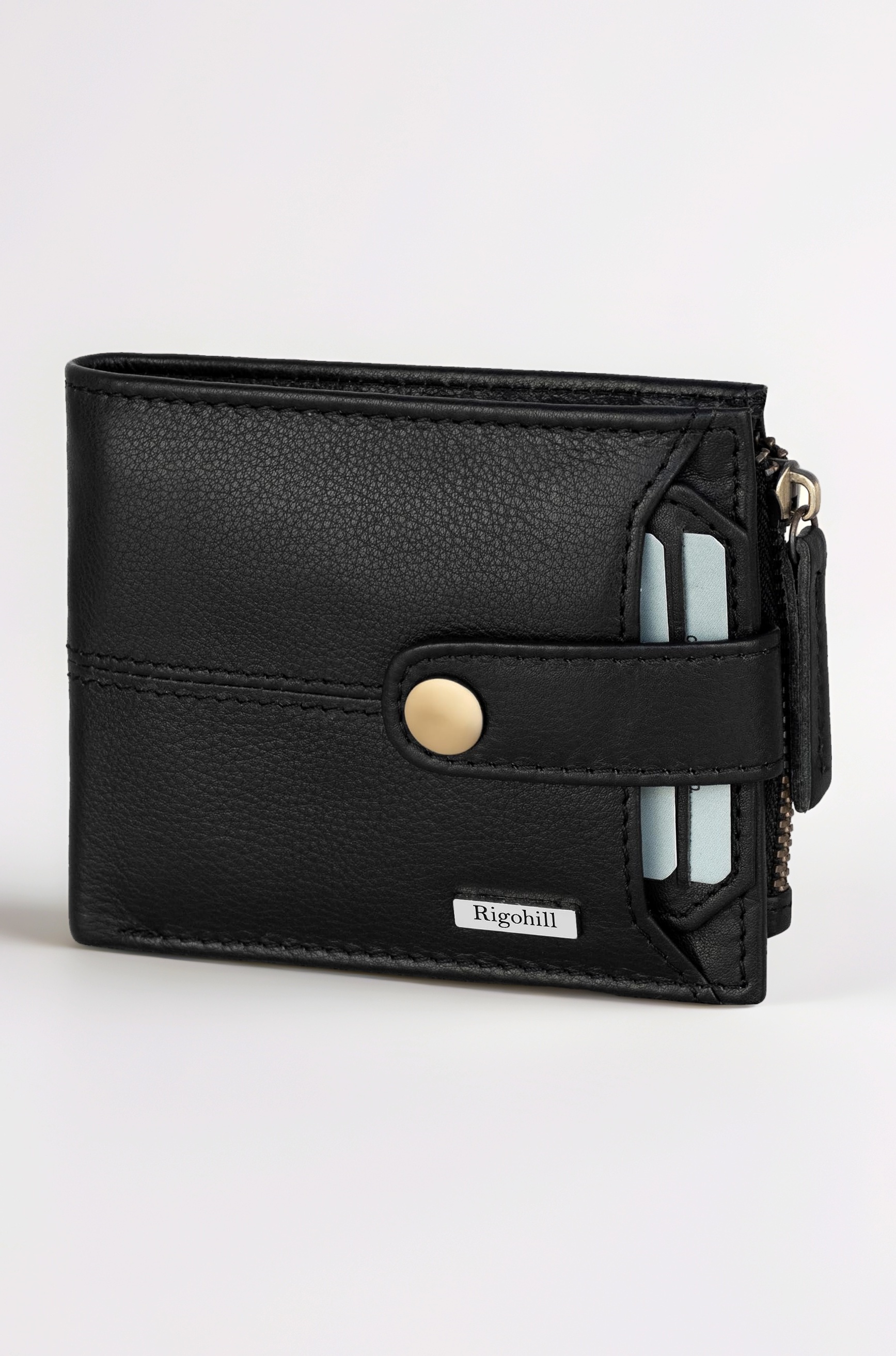 Doger Black Mens Leather Wallet | Leather Wallet for Men | RFID Mens Wallet