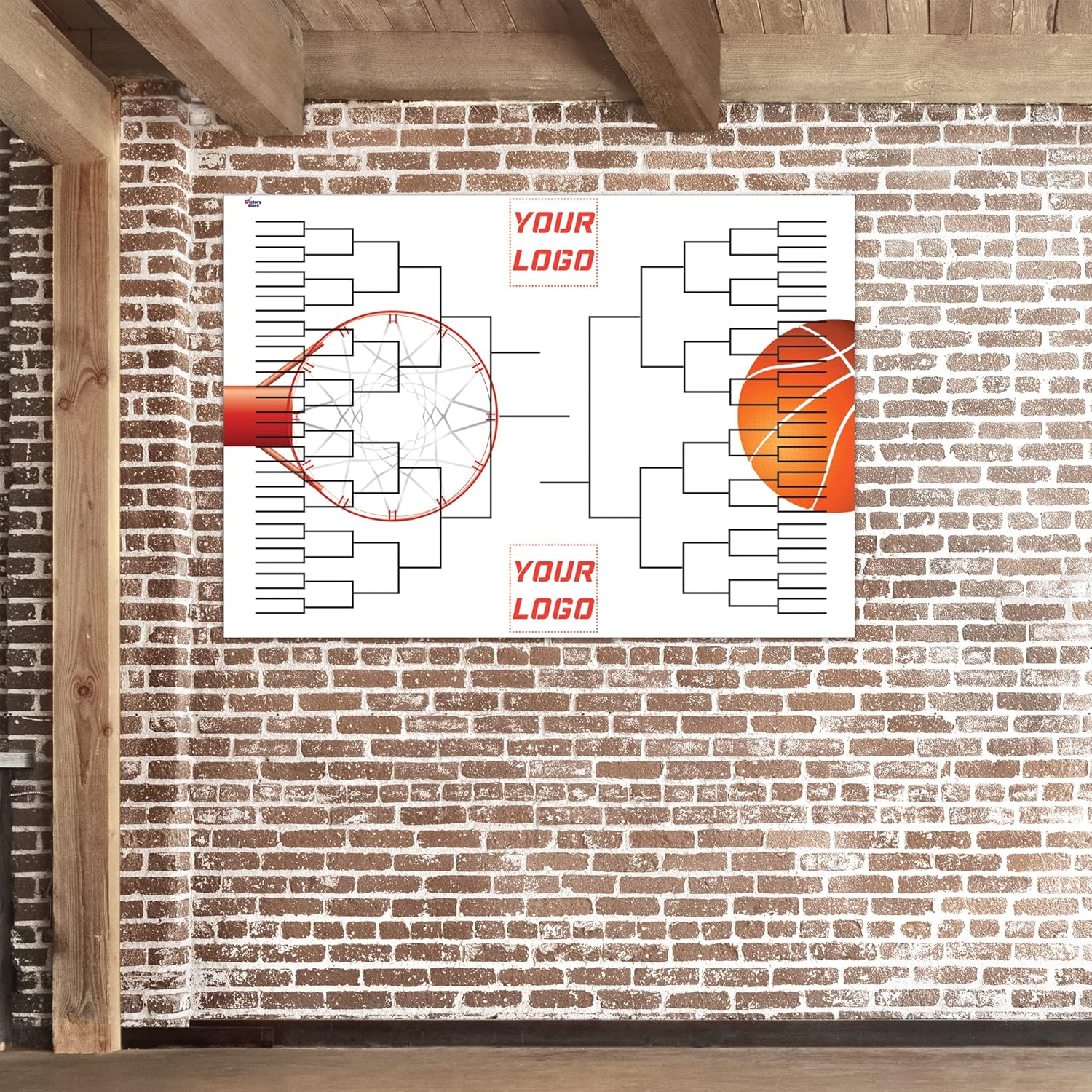 VictoryStore Basketball Tournament Bracket, 3x6 Feet, Giant Basketball Bracket, Corrugated Plastic, Waterproof