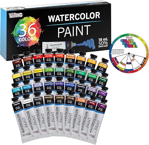 U.S. Art Supply 36-Color Water Colors Paint Set, 12ml Professional
