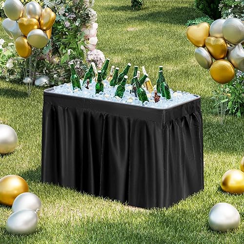 Vista 30 de Giantex, mesa de plástico plegable para hielo, de fiesta, 4 pies, con faldón blanco