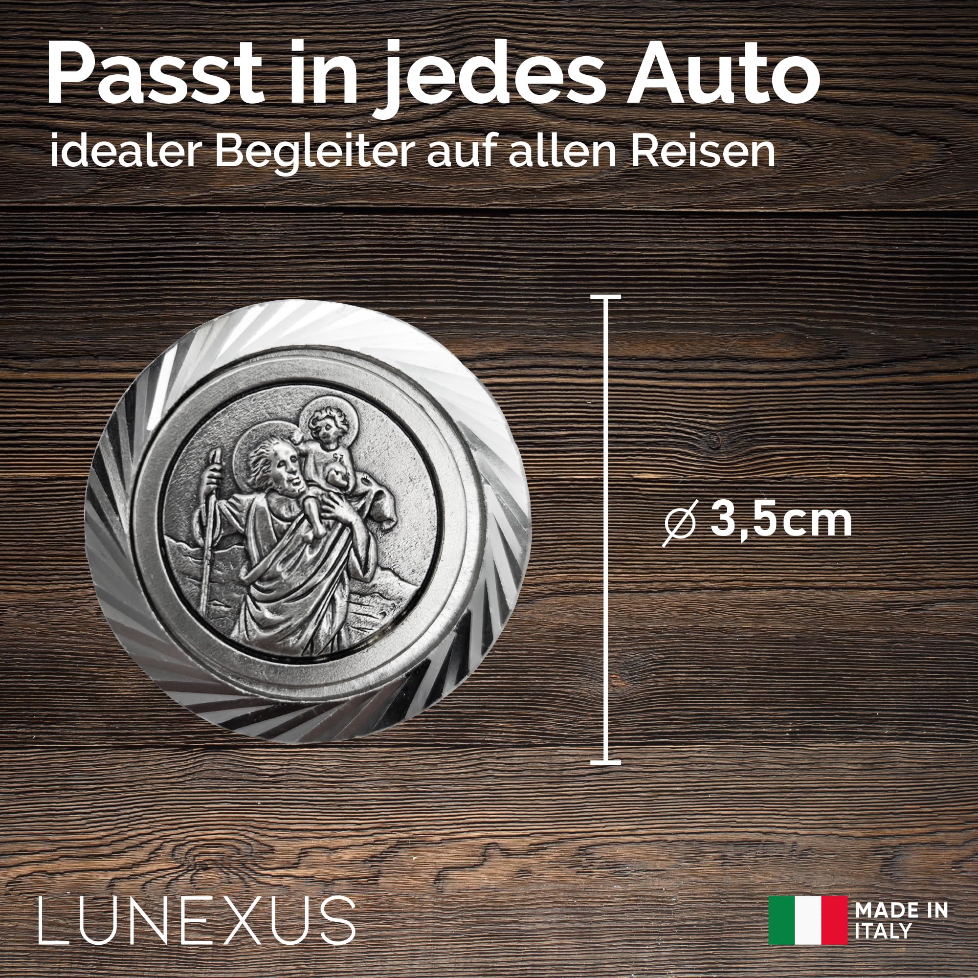Christophorus Auto Magnet - Gesegnete Plakette Mit Zertifikat Für Reisende 2,3 Cm