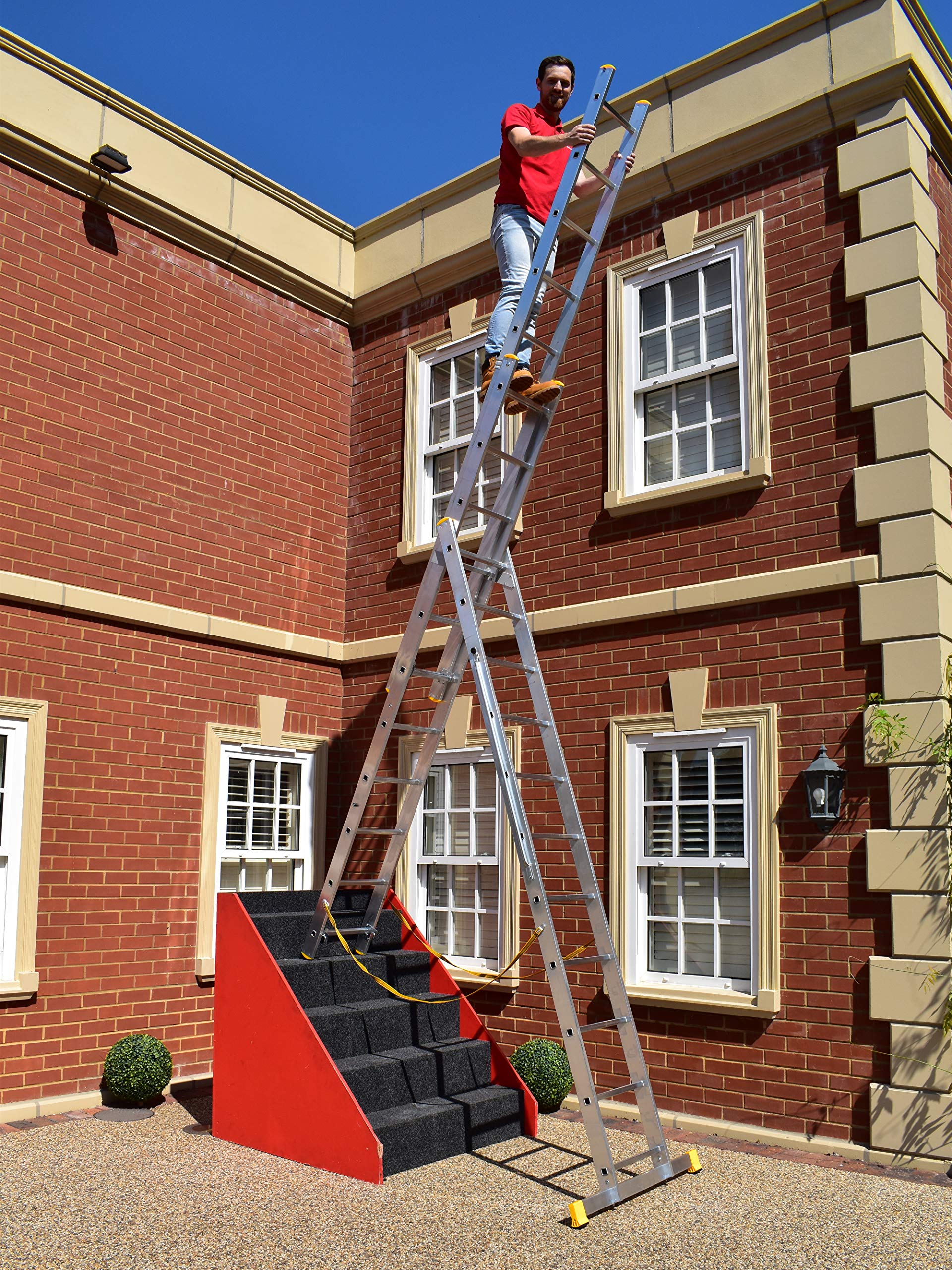 Trade Master Pro® Échelle d'escalier 3 Sections Combi-Tout-en-Un, escabeau et échelle autoportante | Aluminium léger | Charge nominale de 150 kg | Certifié EN131 | Taille : 3 x 11