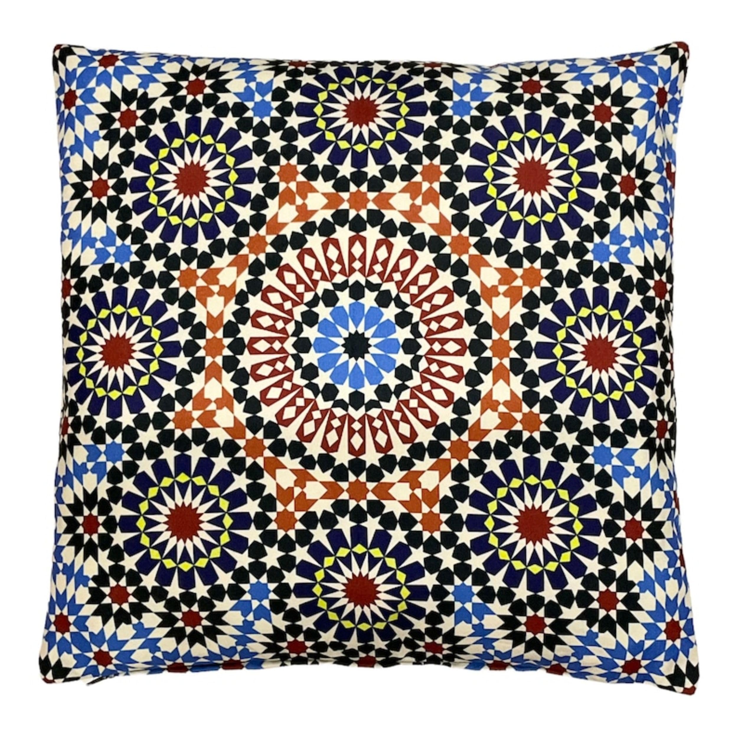 Tiles Mosaic Moroccan Original Cushion Covers - Moorish Arabesque Style Zellige Pillow Cover - Home Decor Cushion - 43 x 43 cm