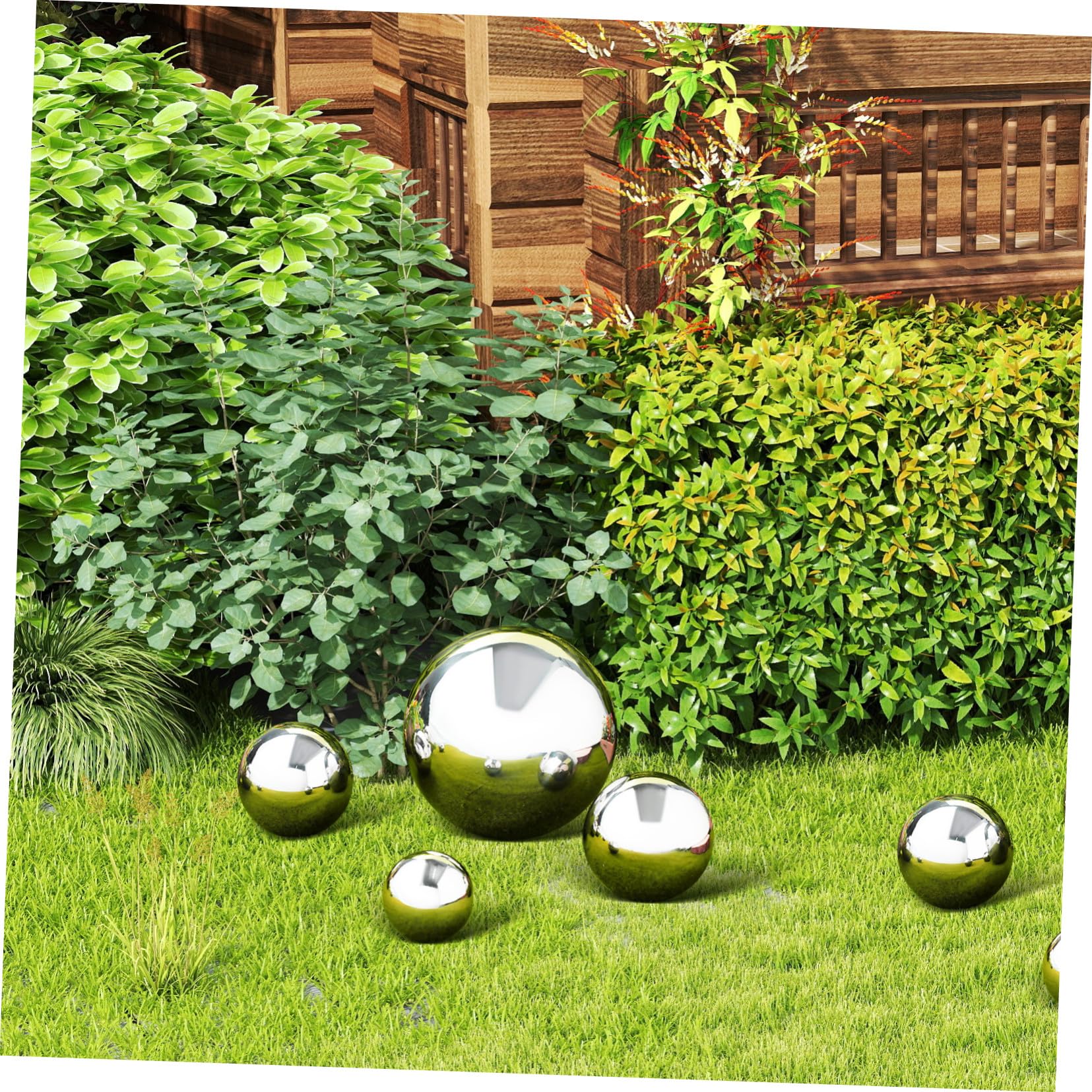 Sosoport 6 Pezzi Sfere Decorative da in Acciaio Riflettente Cava e Leggera per Esterni Decorazione Cortile Patio Dimensioni