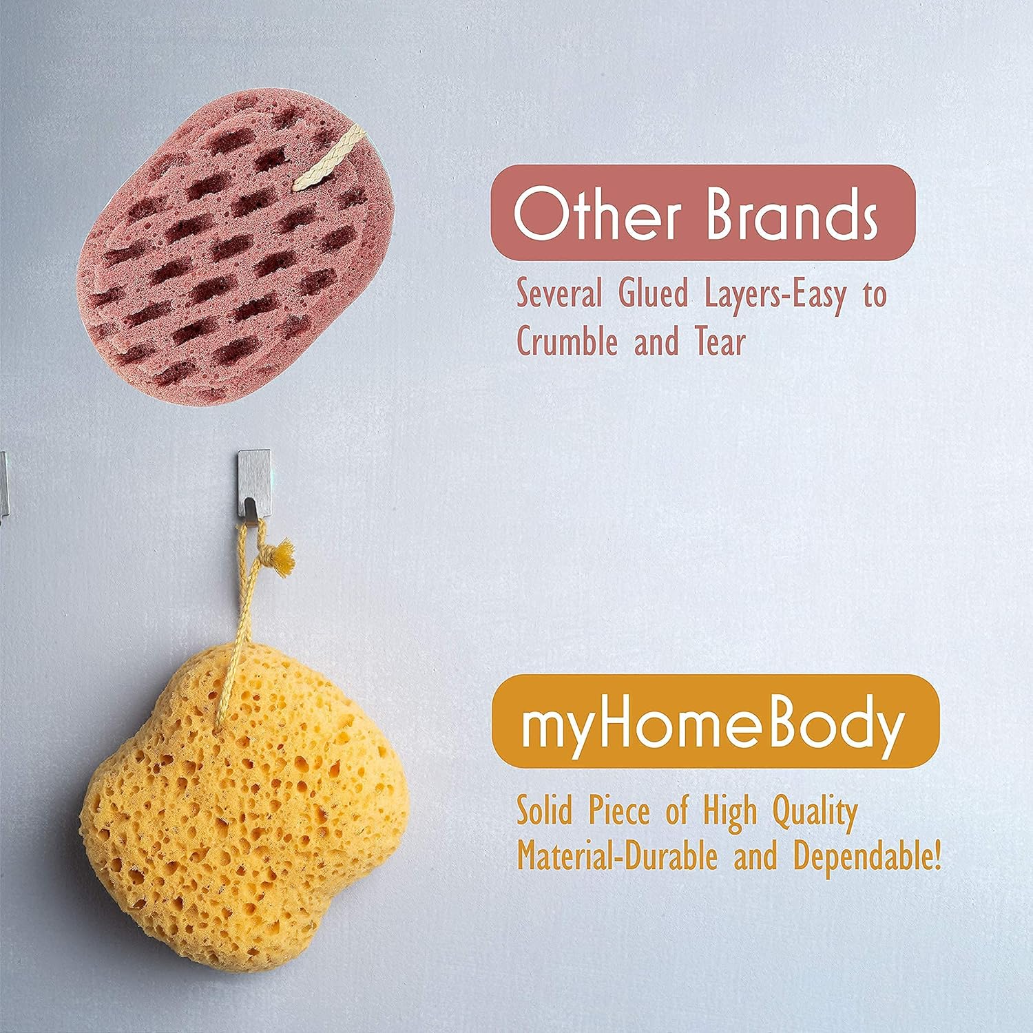 myHomeBody Premium Bath Sponge, Foam Loofah Sponge, Body Sponge for Shower - Large Size, Lots of Lather, 3 Pack: Health & Personal Care