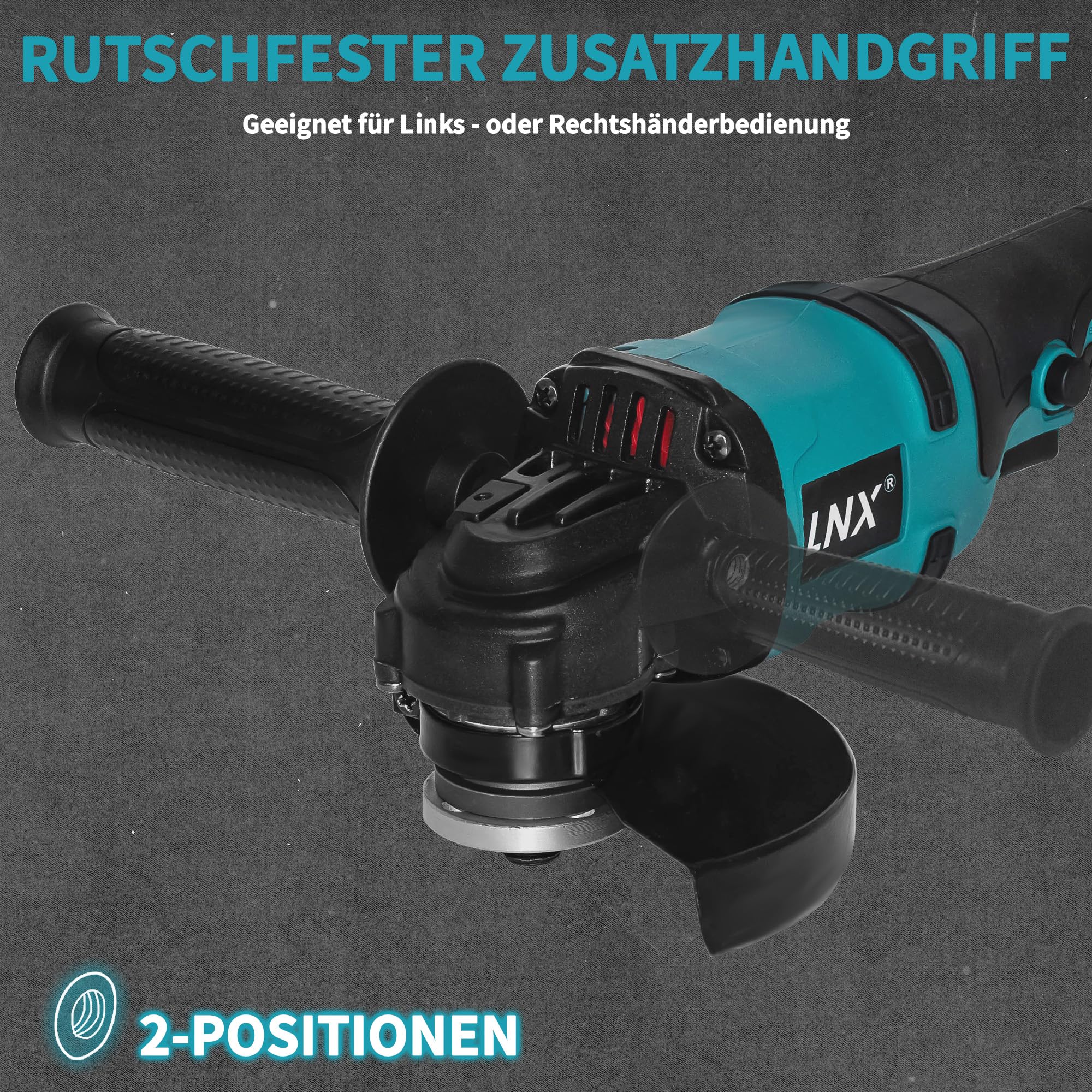 Akku-Winkelschleifer 125 mm, Akku Flex für Makita LXT-18V Akku, 8500U/min, 3 Geschwindigkeiten, Akku-Schleifer mit Rutschfester Griff, zum Schleifen, Schneiden und Polieren (Ohne Akku)