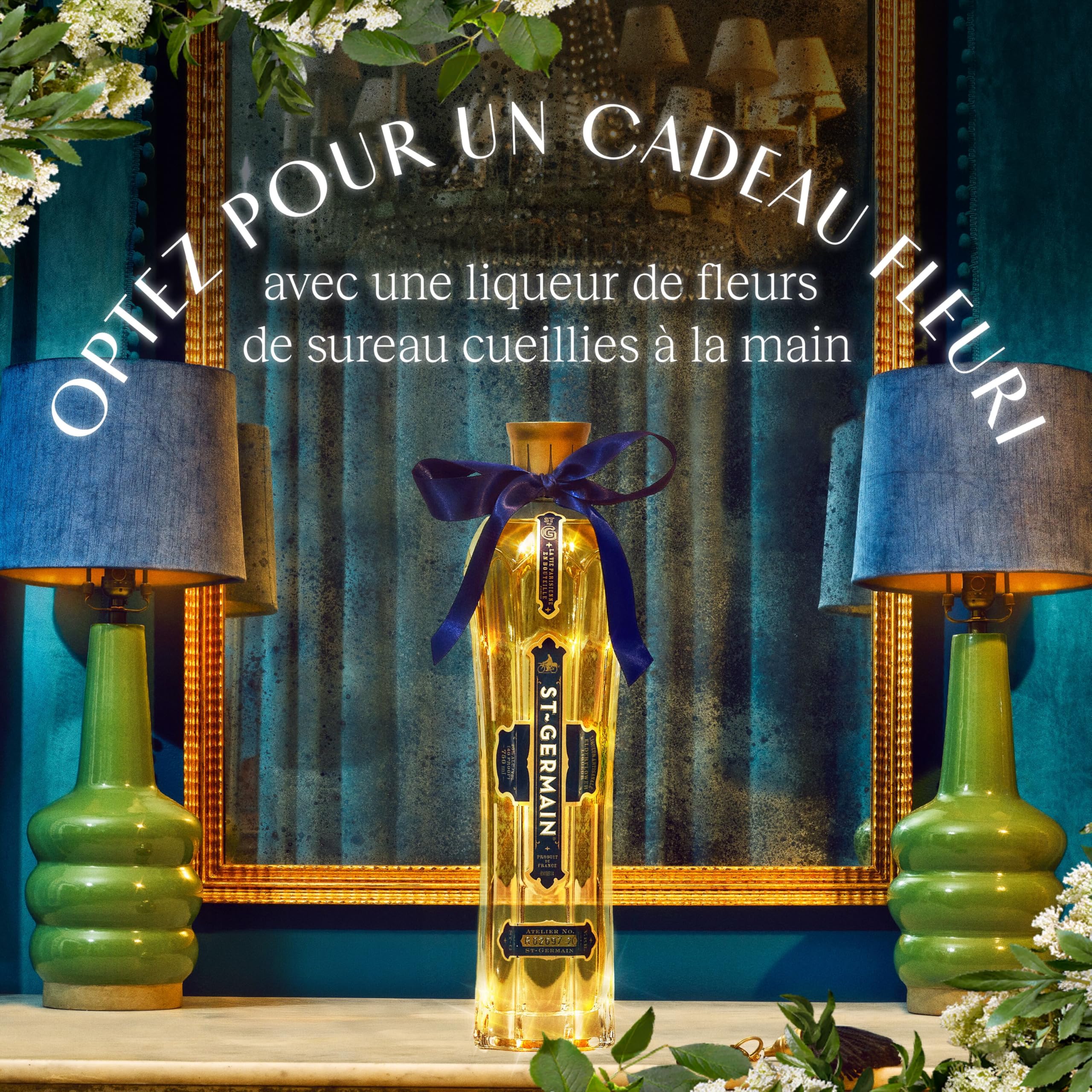 St-Germain Liqueur Française élaborée aux fleurs de sureau, 20 % vol., 50 cl/500 ml, fraîchement cueillies à la main, sans arômes artificiels