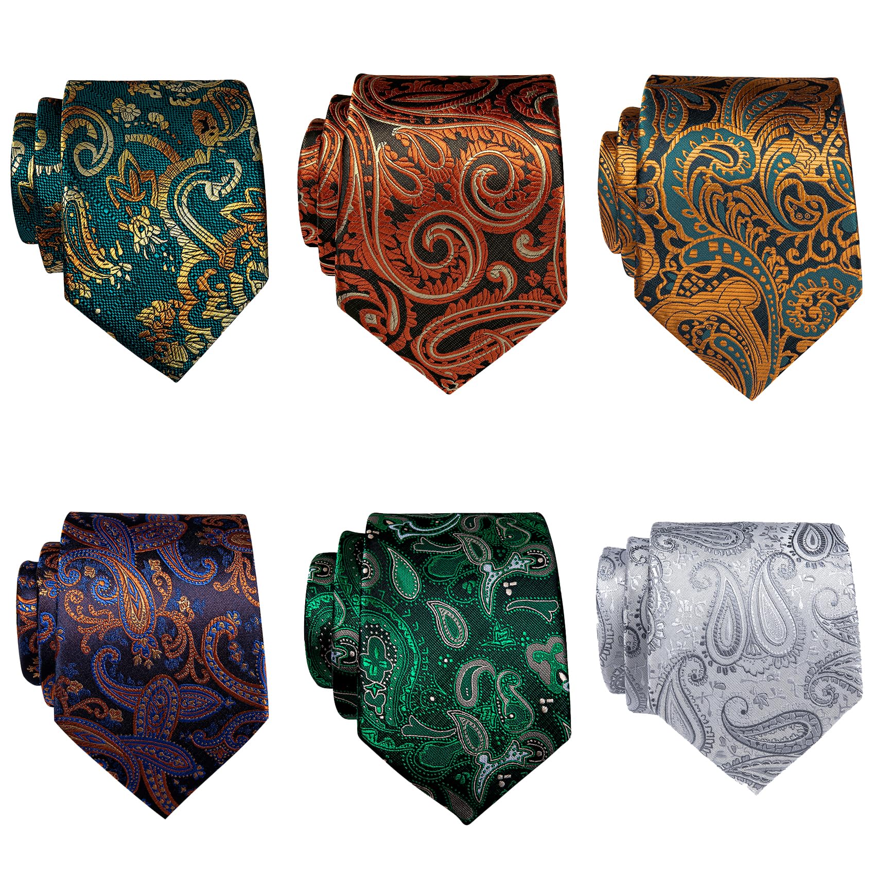 YourTies Mens 6PCS Tie Set Assorted Necktie Silk Woven Paisley Floral Striped Plaid Ties Fashion Wedding Business Party