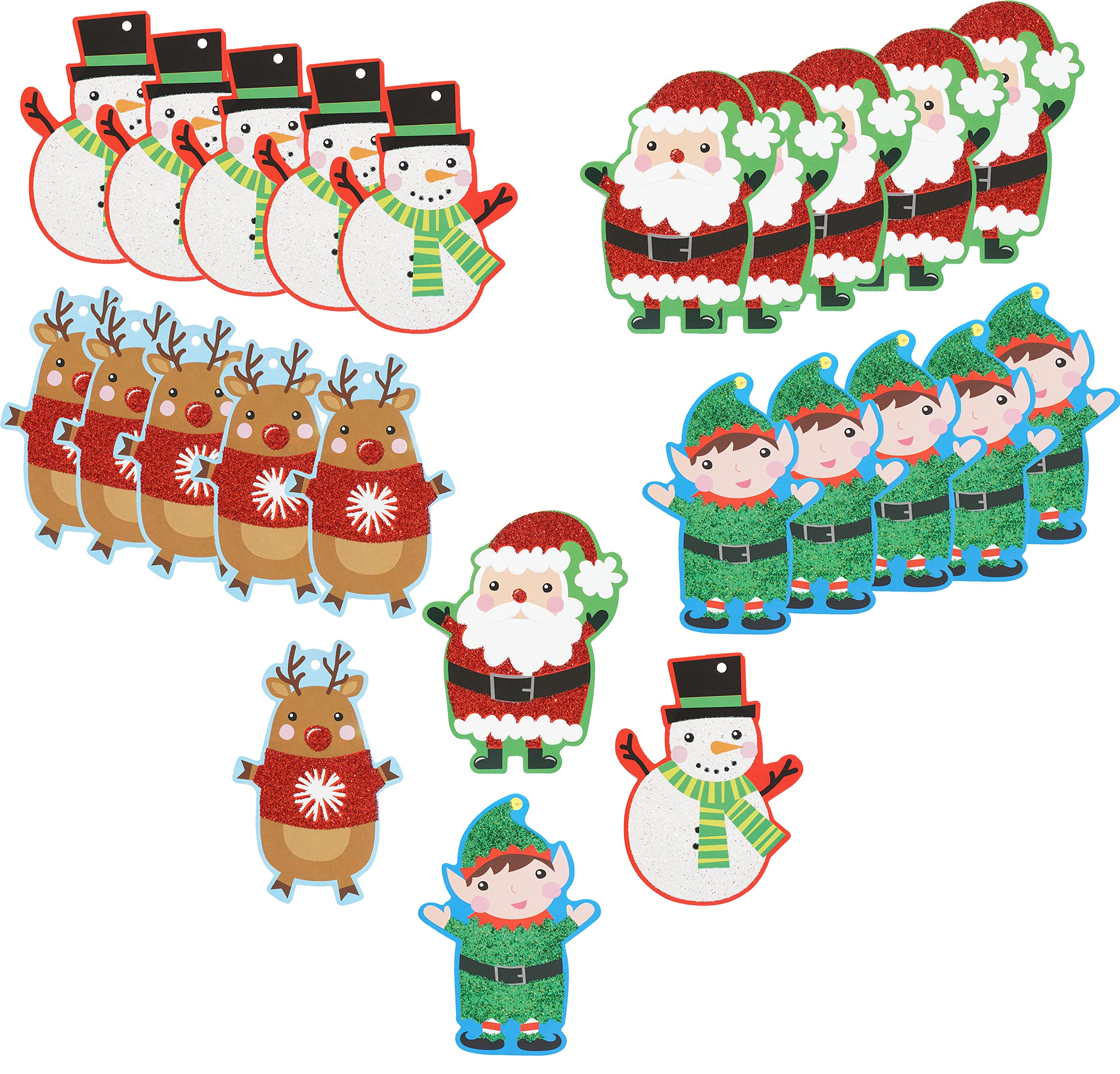 90PCs Character Gift Tags, Glitter Gift Tags Novelty Christmas Bright and Colorful Glitter Gift Labels